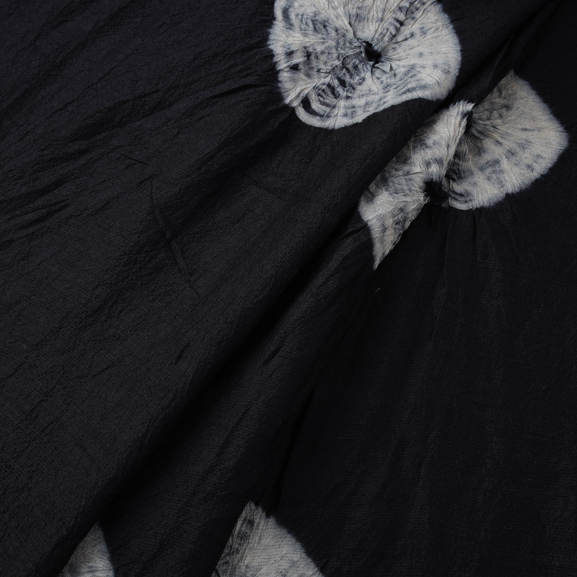 Black - Silk Tie-Dye Shibori Fabric with Zari Border 36