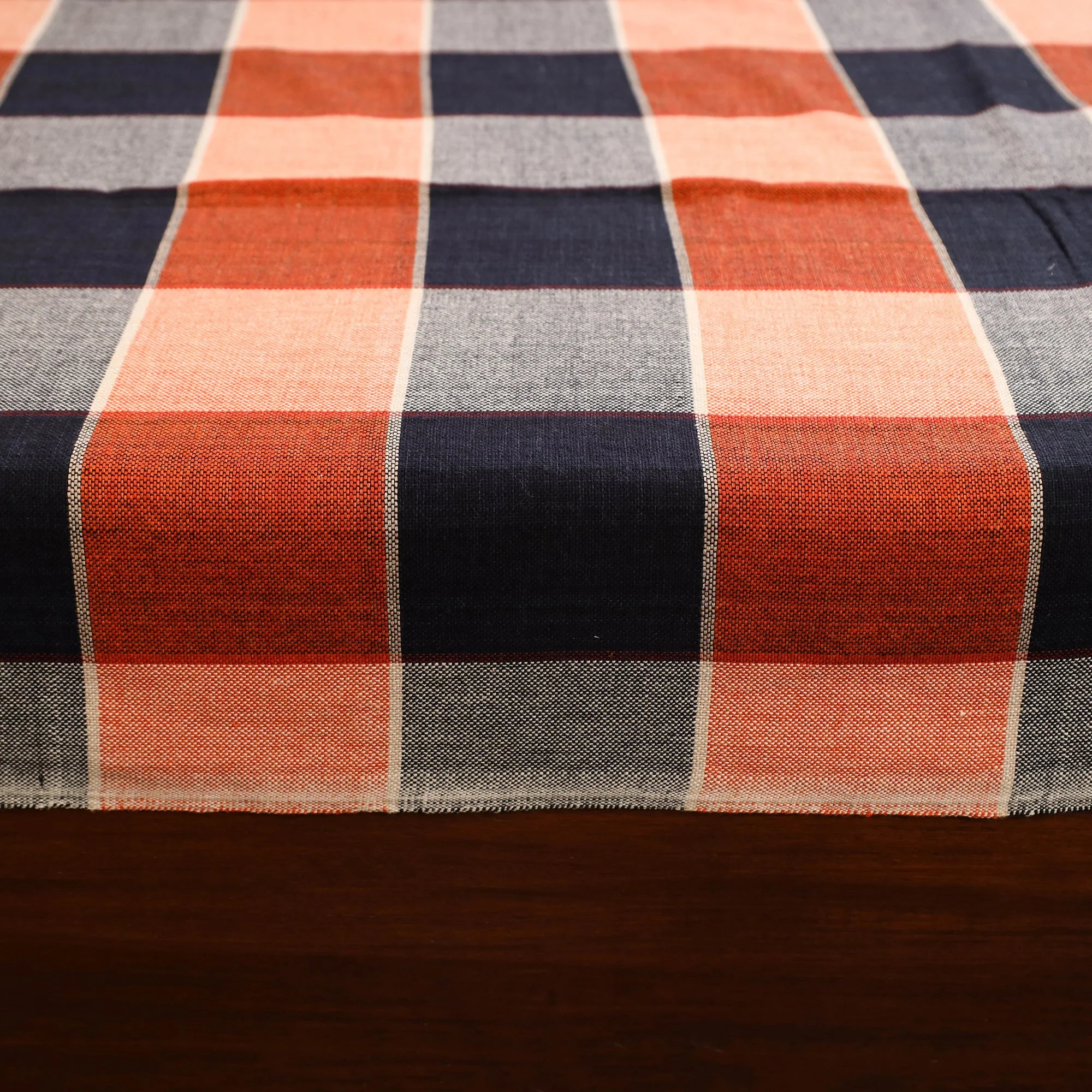 Orange - Single Handloom Cotton Bedsheet (90 x 60 in) 82 - Image 4