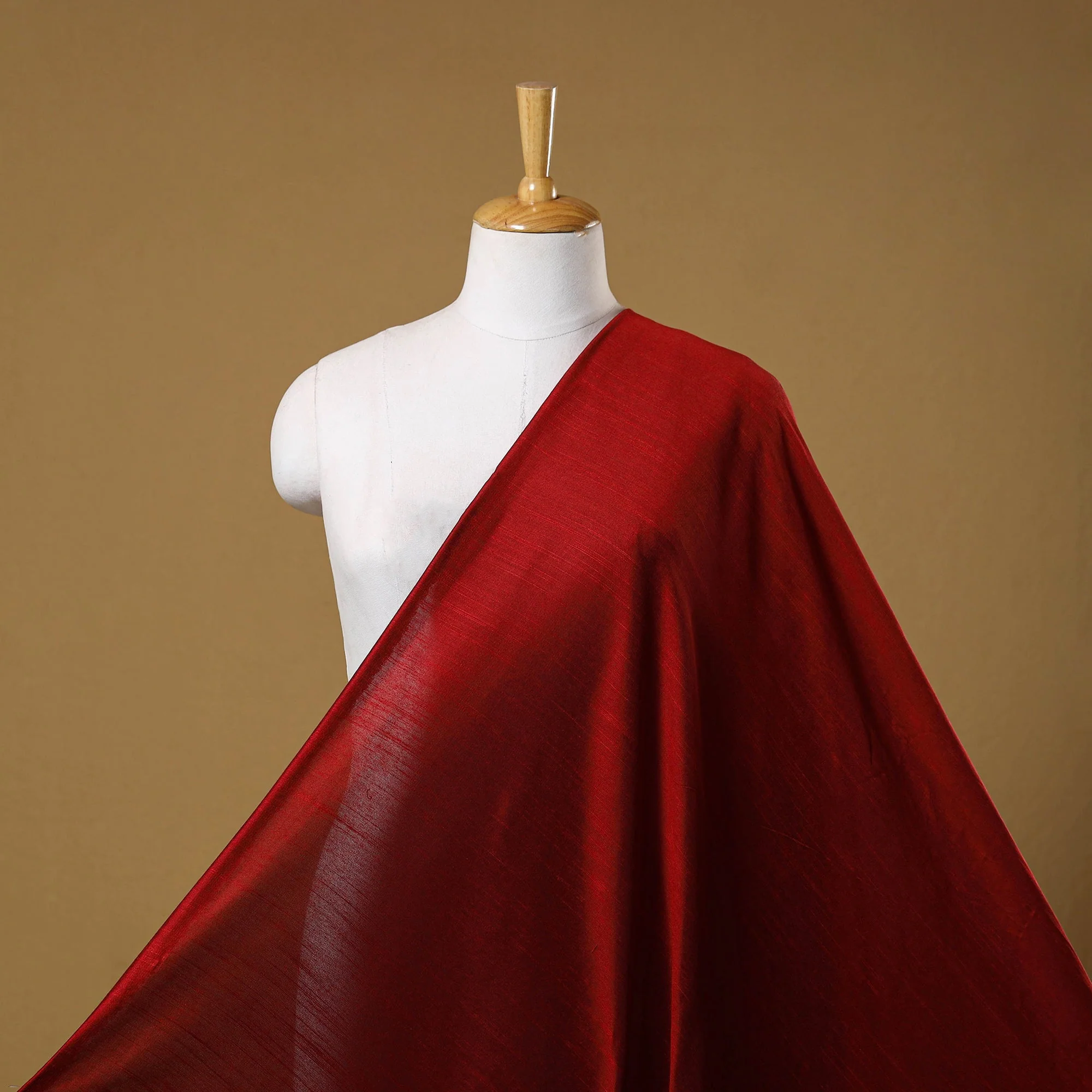 Red - Slub Silk Plain Fabric 03