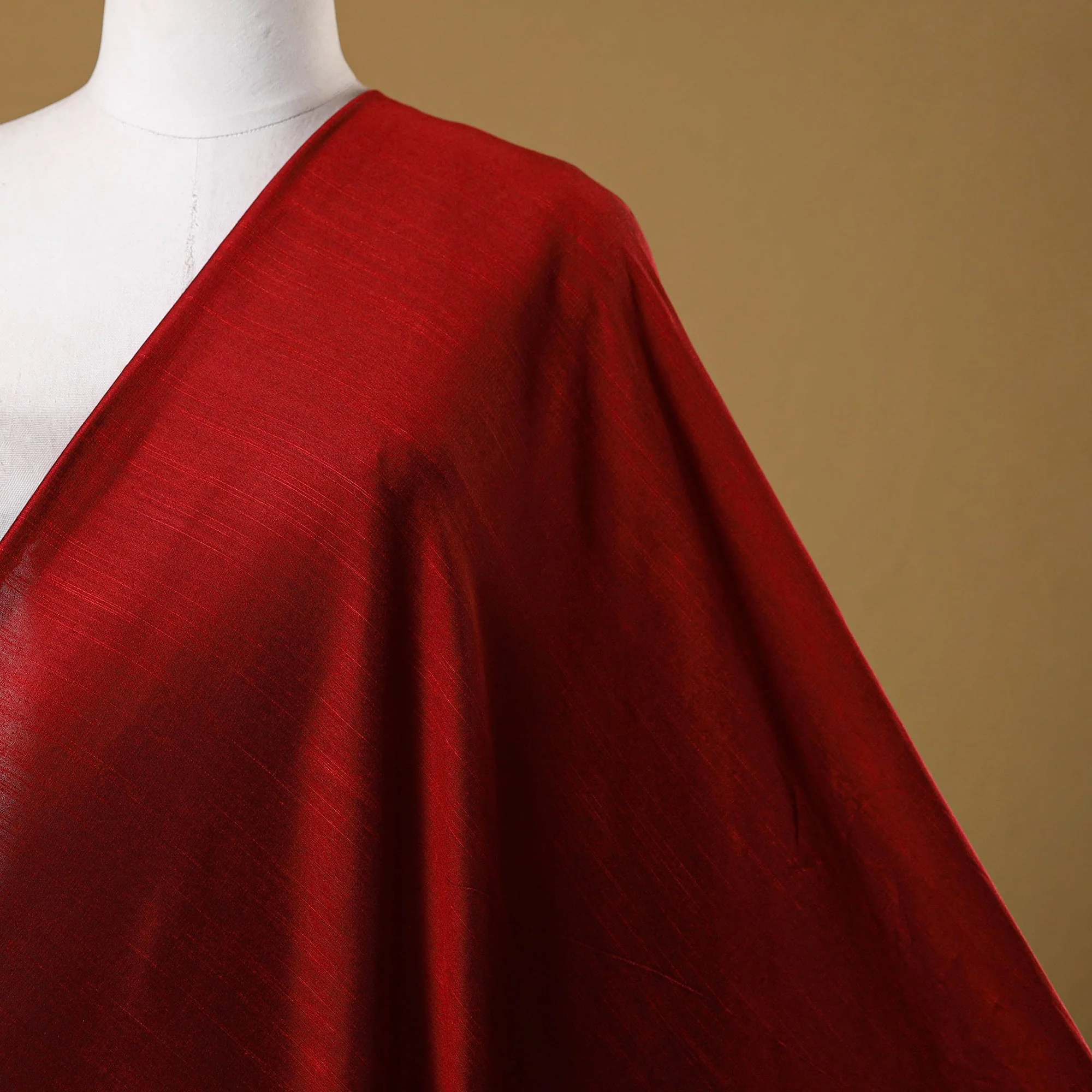 Red - Slub Silk Plain Fabric 03 - Image 2