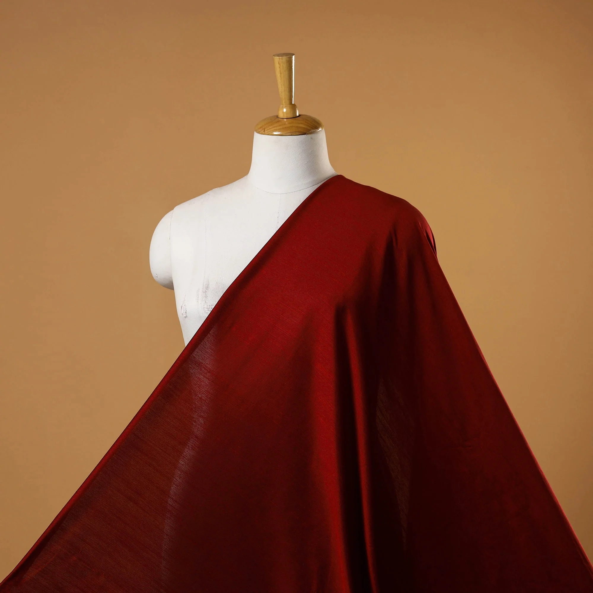 Red - Slub Silk Plain Fabric 09 - Image 2