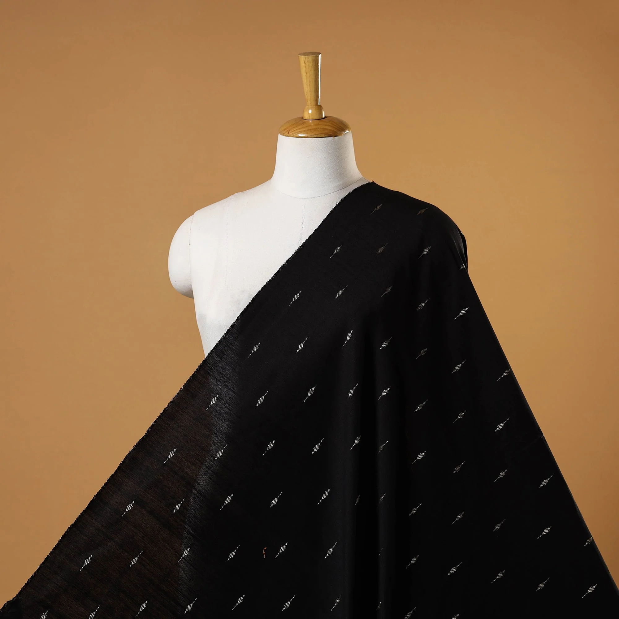 Black - Spun Dupion Viscose Silk Buti Fabric 03 - Image 2