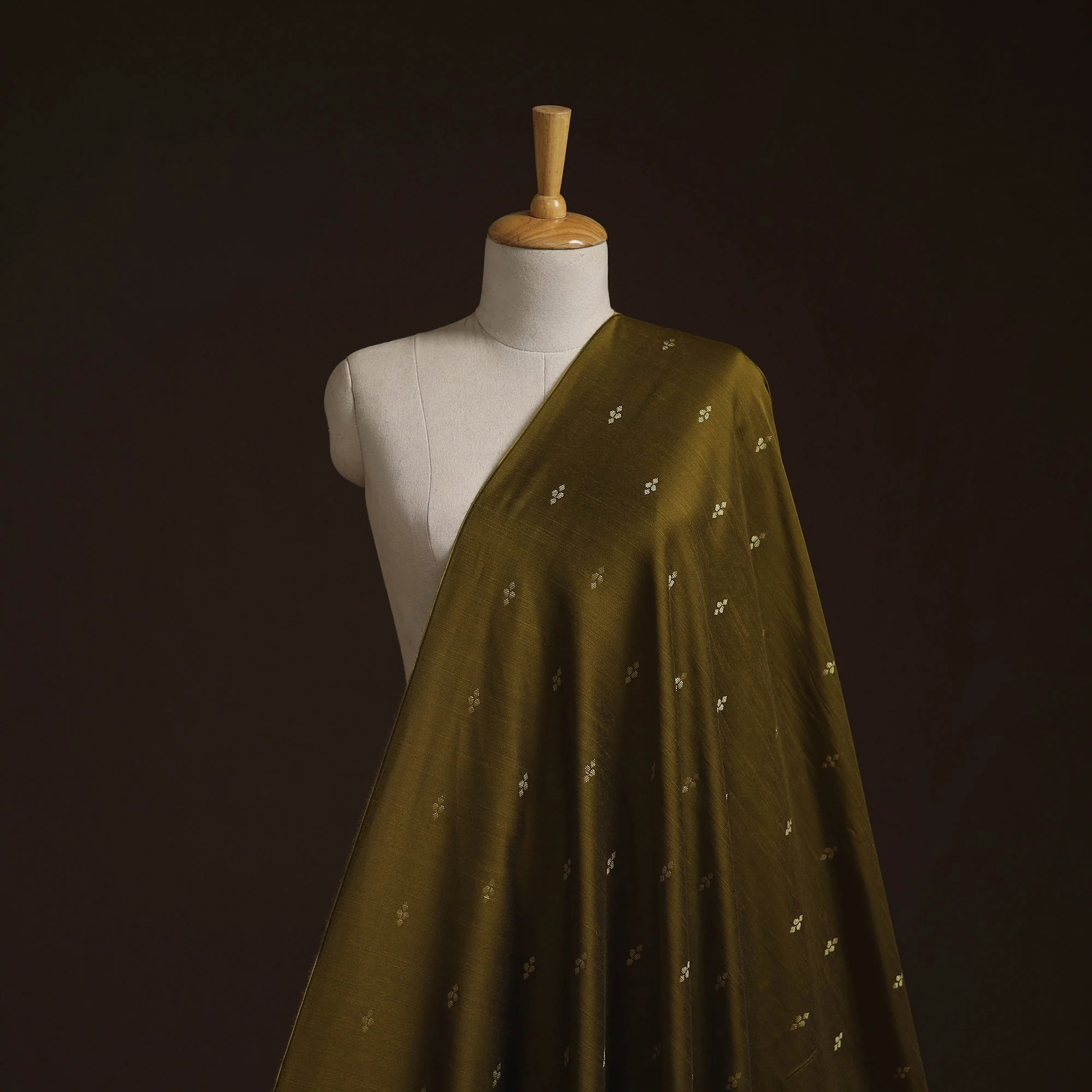 Green - Spun Dupion Viscose Silk Buti Fabric 12