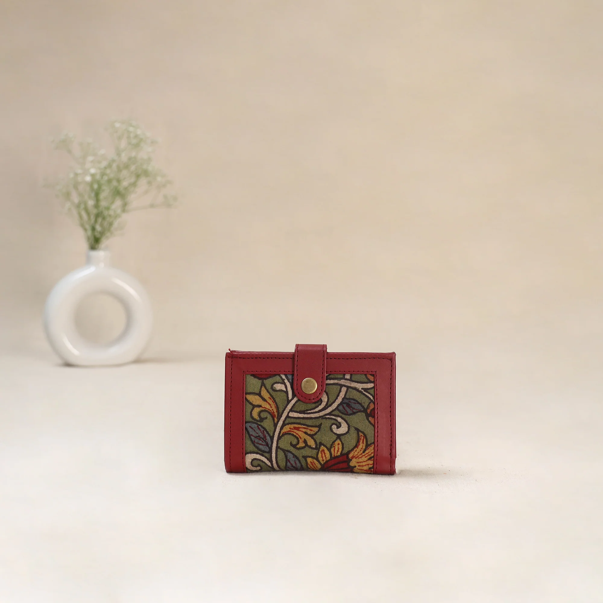 Green - Srikalahasti Kalamkari Handpainted Wallet 91