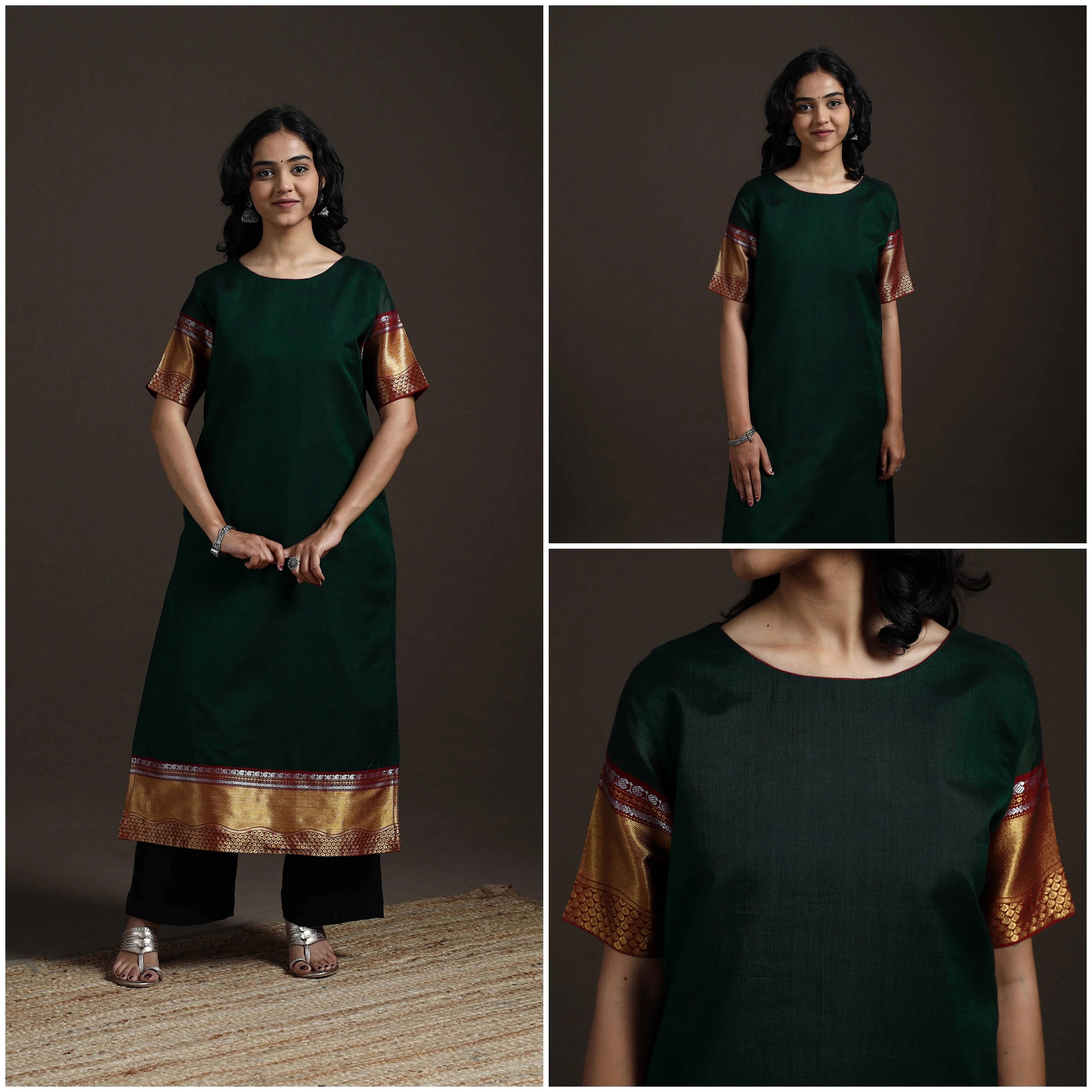 Green - Straight Cotton Dharwad Kurta for women 11 - Image 3