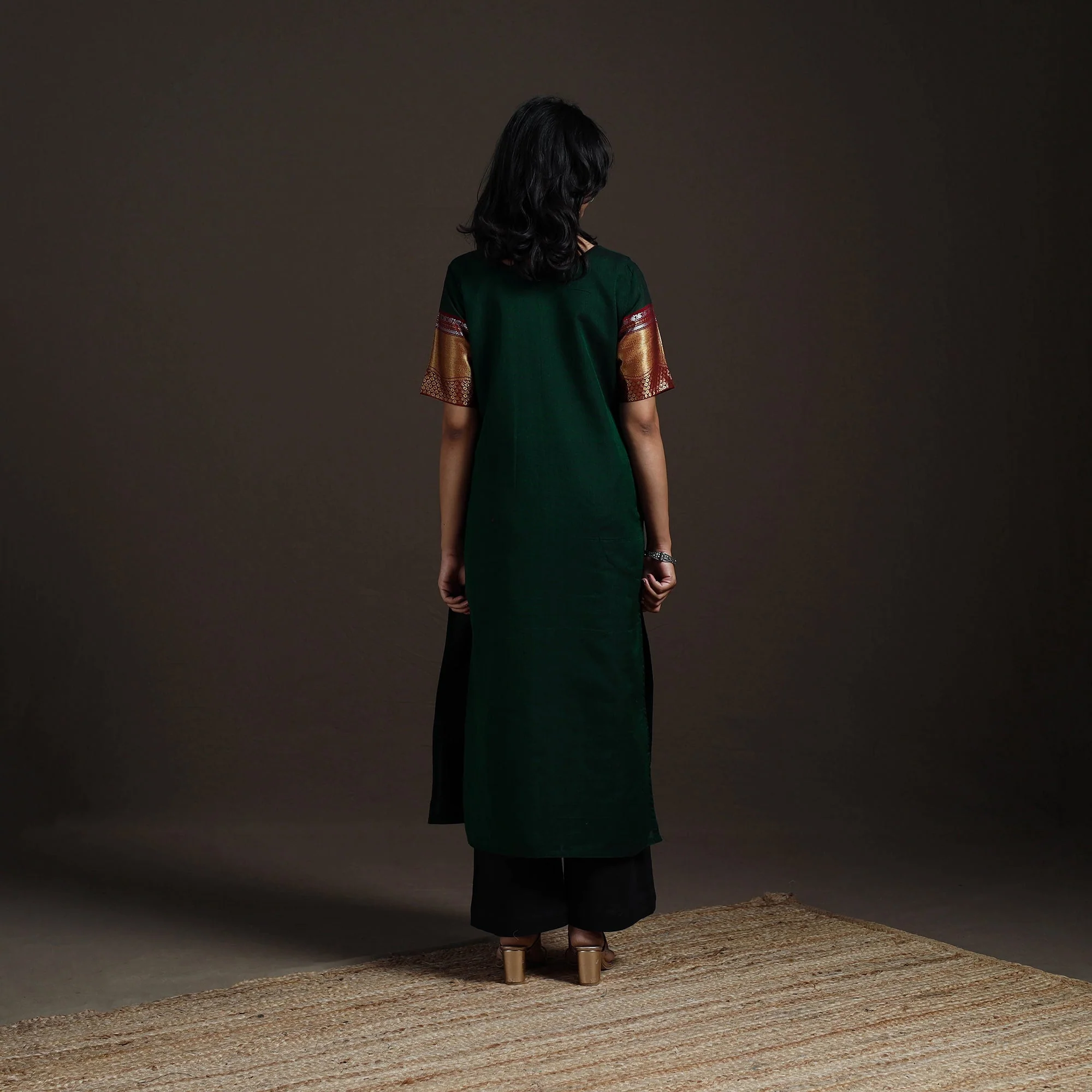 Green - Straight Cotton Dharwad Kurta for women 11 - Image 4