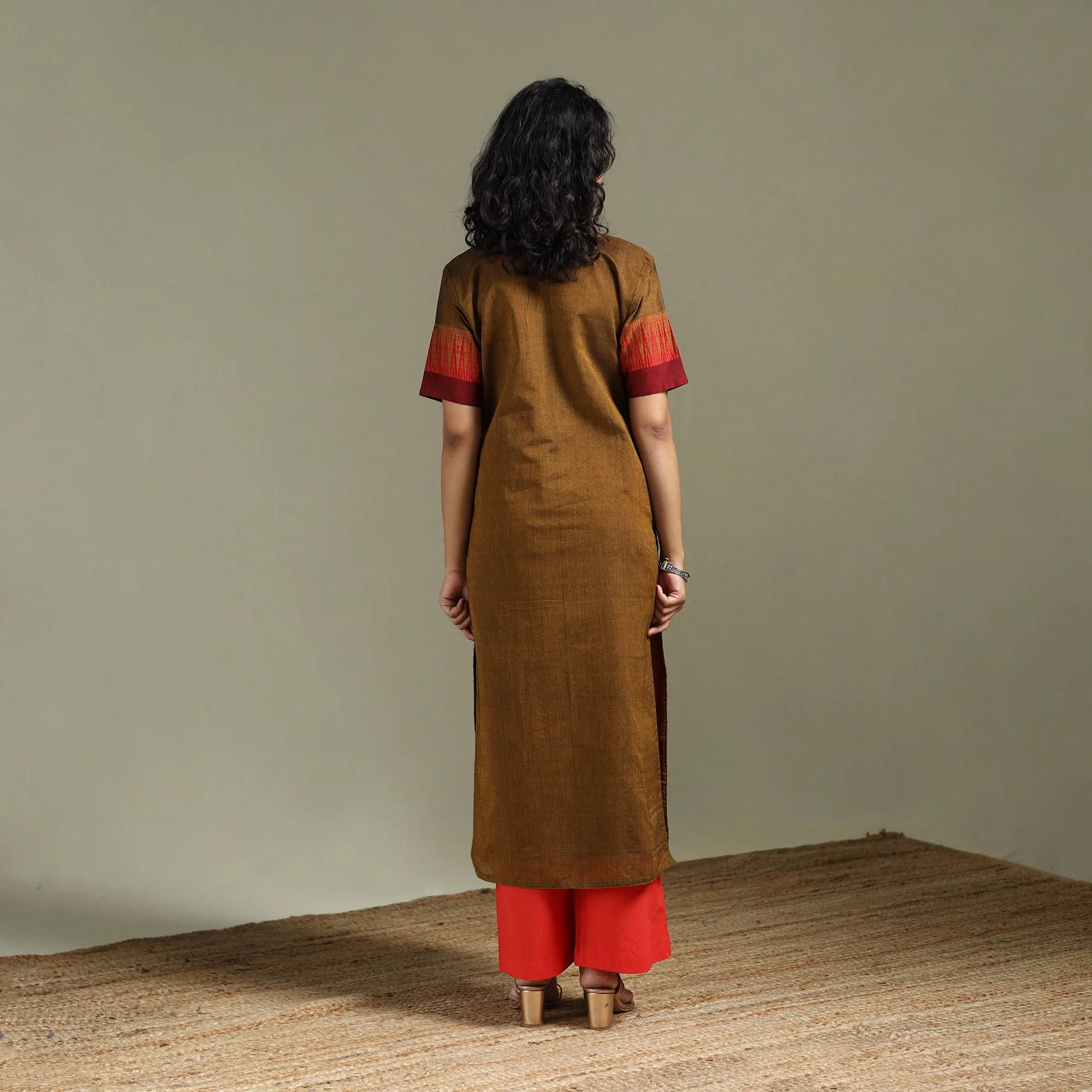Brown - Straight Cotton Dharwad Kurta for women 23 - Image 5