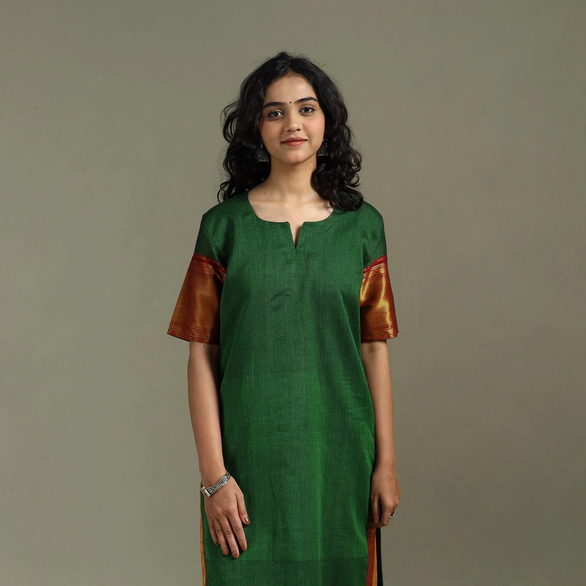 Green - Straight Cotton Dharwad Kurta for women 27 - Image 4