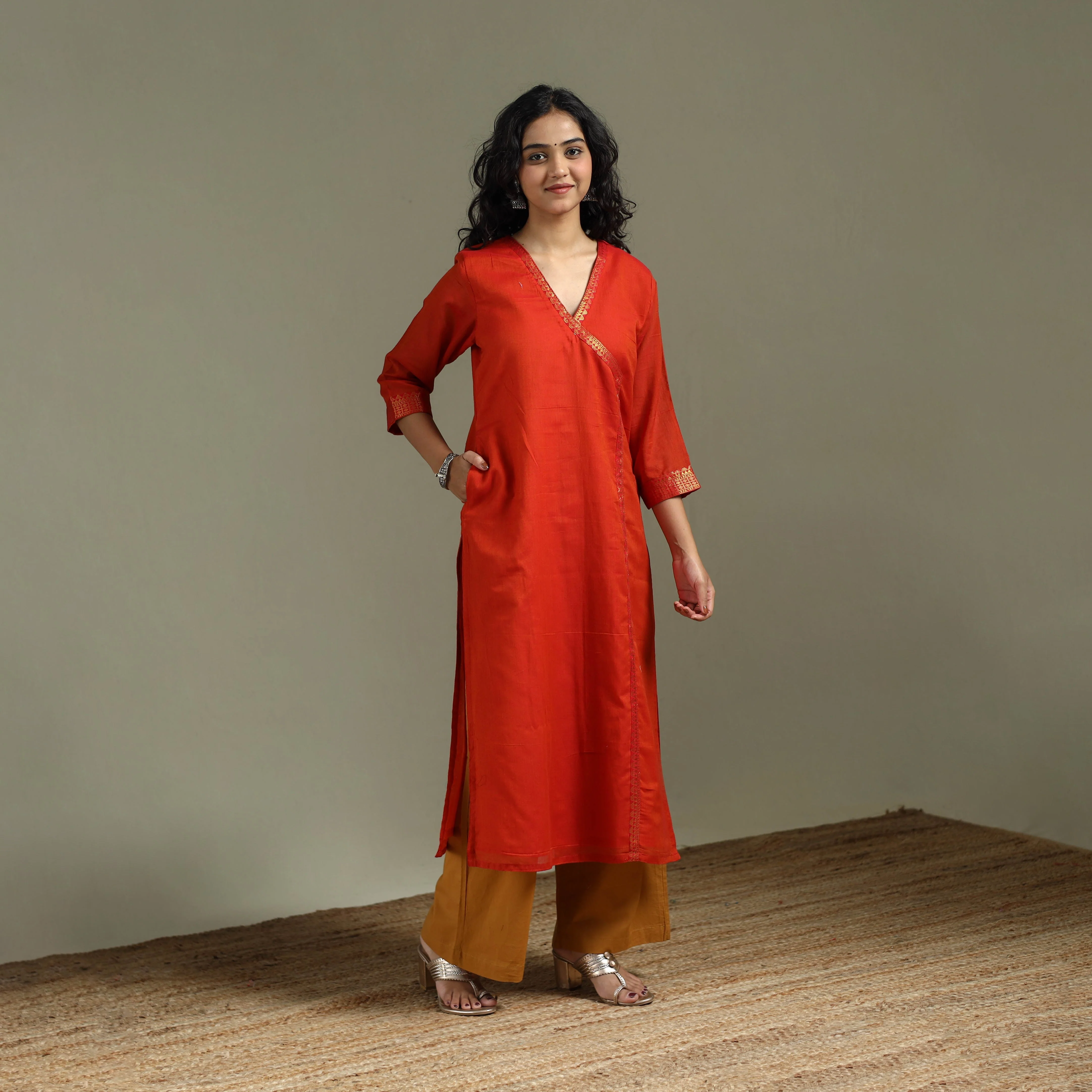 Red - Straight Cotton Dharwad Kurta for women 32 - Image 2