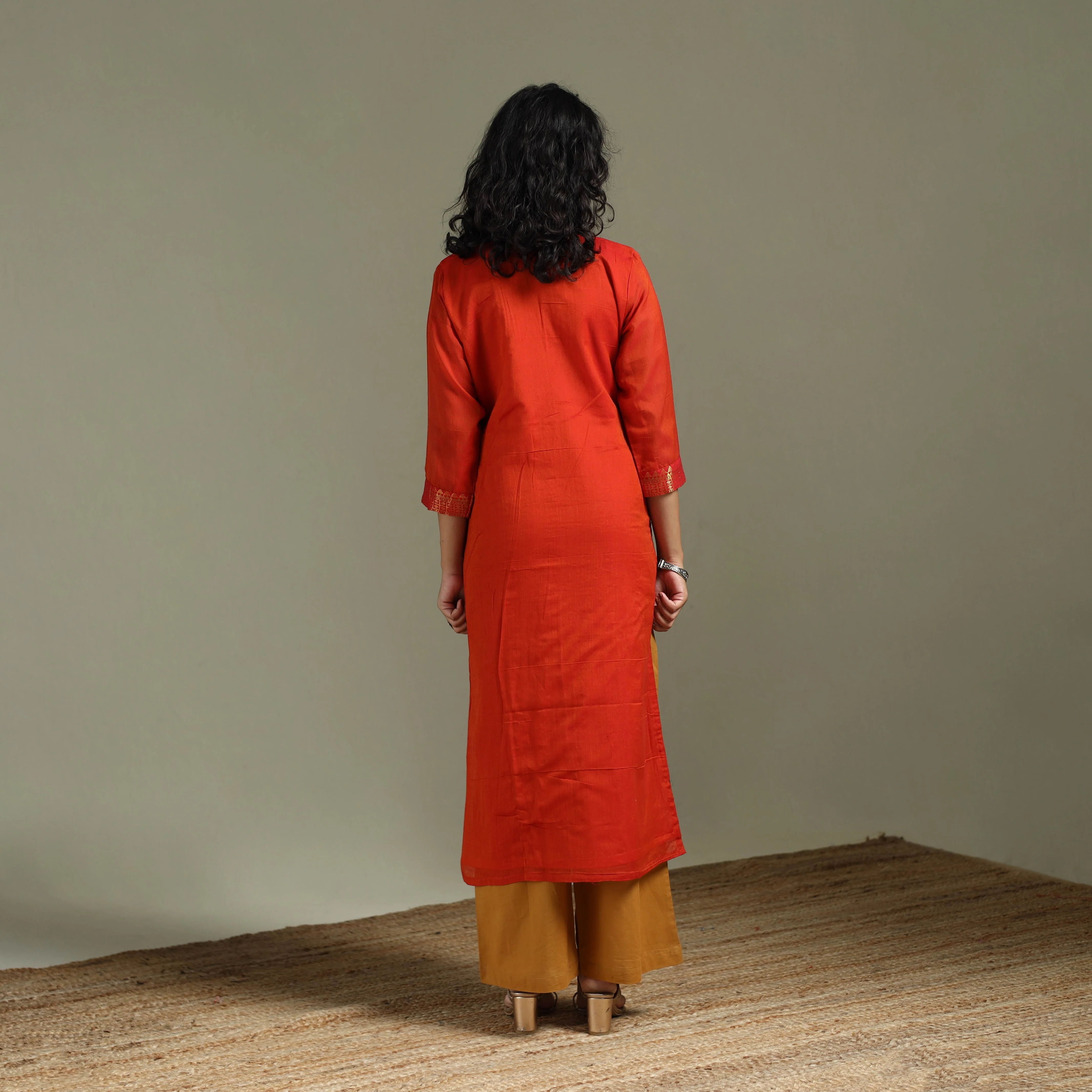 Red - Straight Cotton Dharwad Kurta for women 32 - Image 5