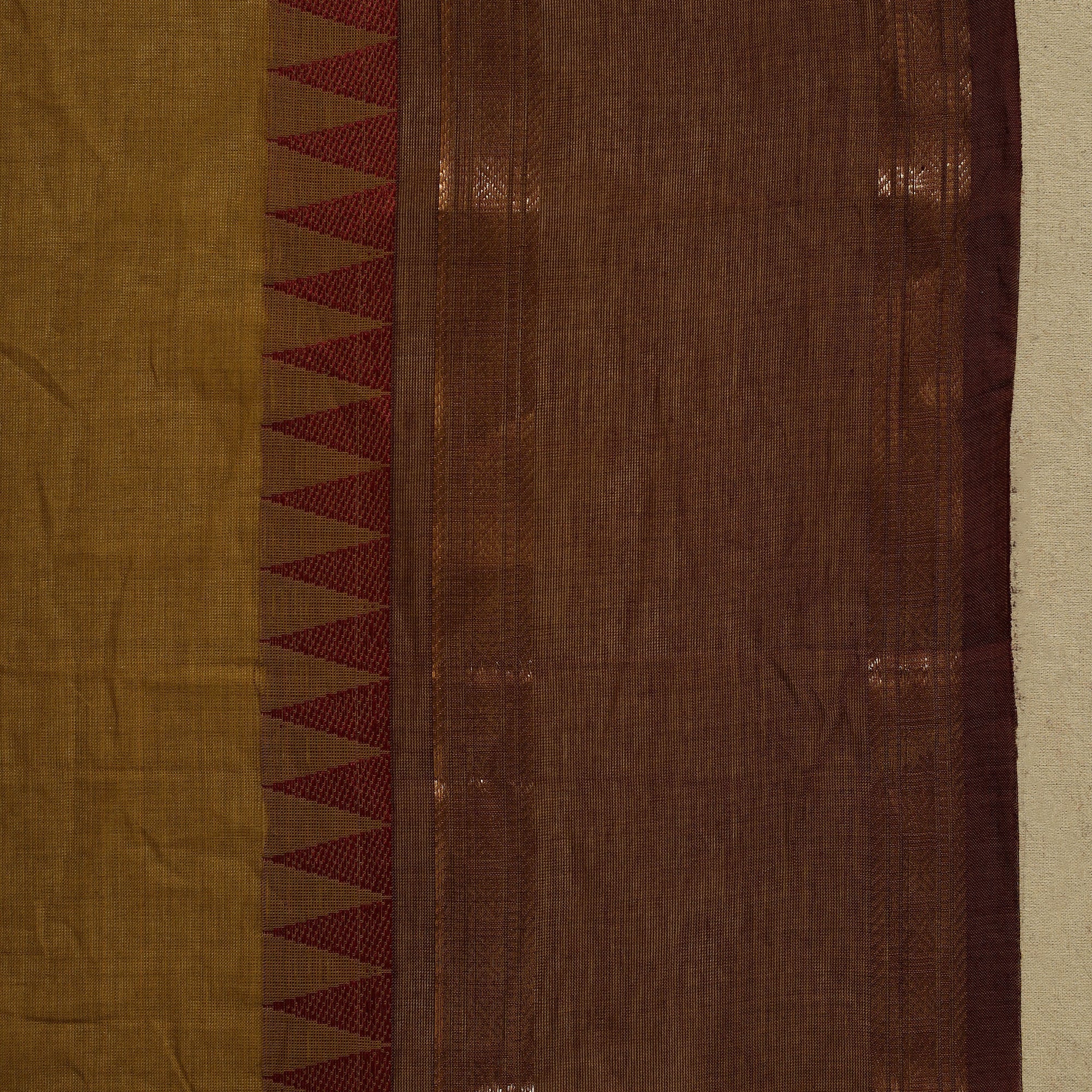Brown - Thread Buti Cotton Kanchipuram Saree with Border 32 - Image 5