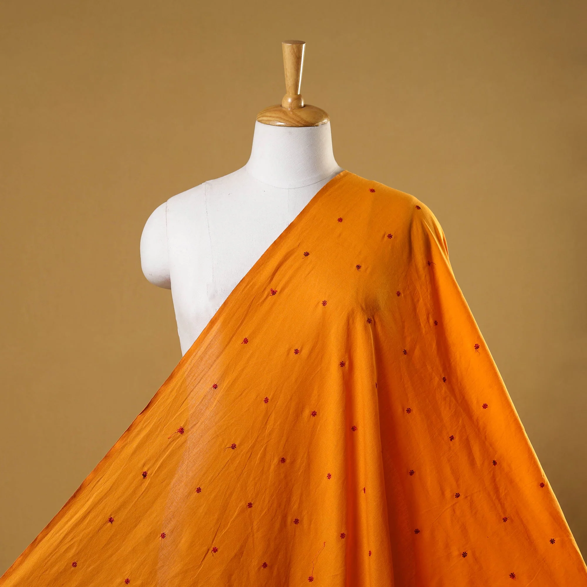 Orange - Thread Buti Cotton Plain Fabric 05