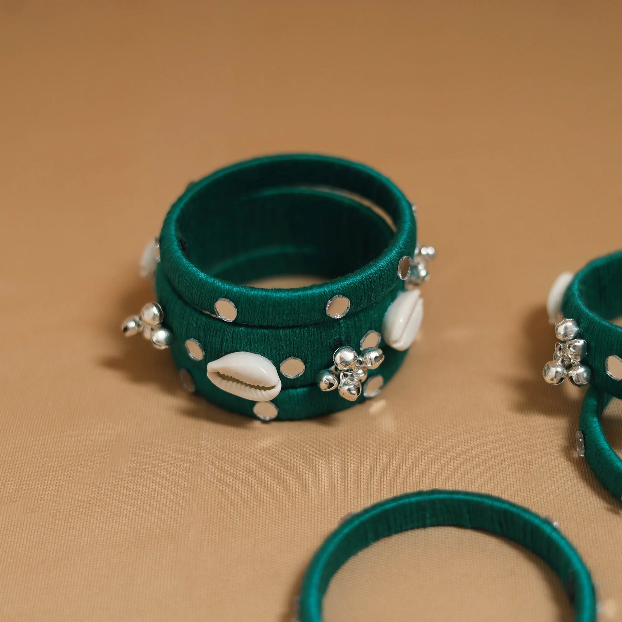 Thread Mirror Work Handmade Bangle Set 16 - Image 3
