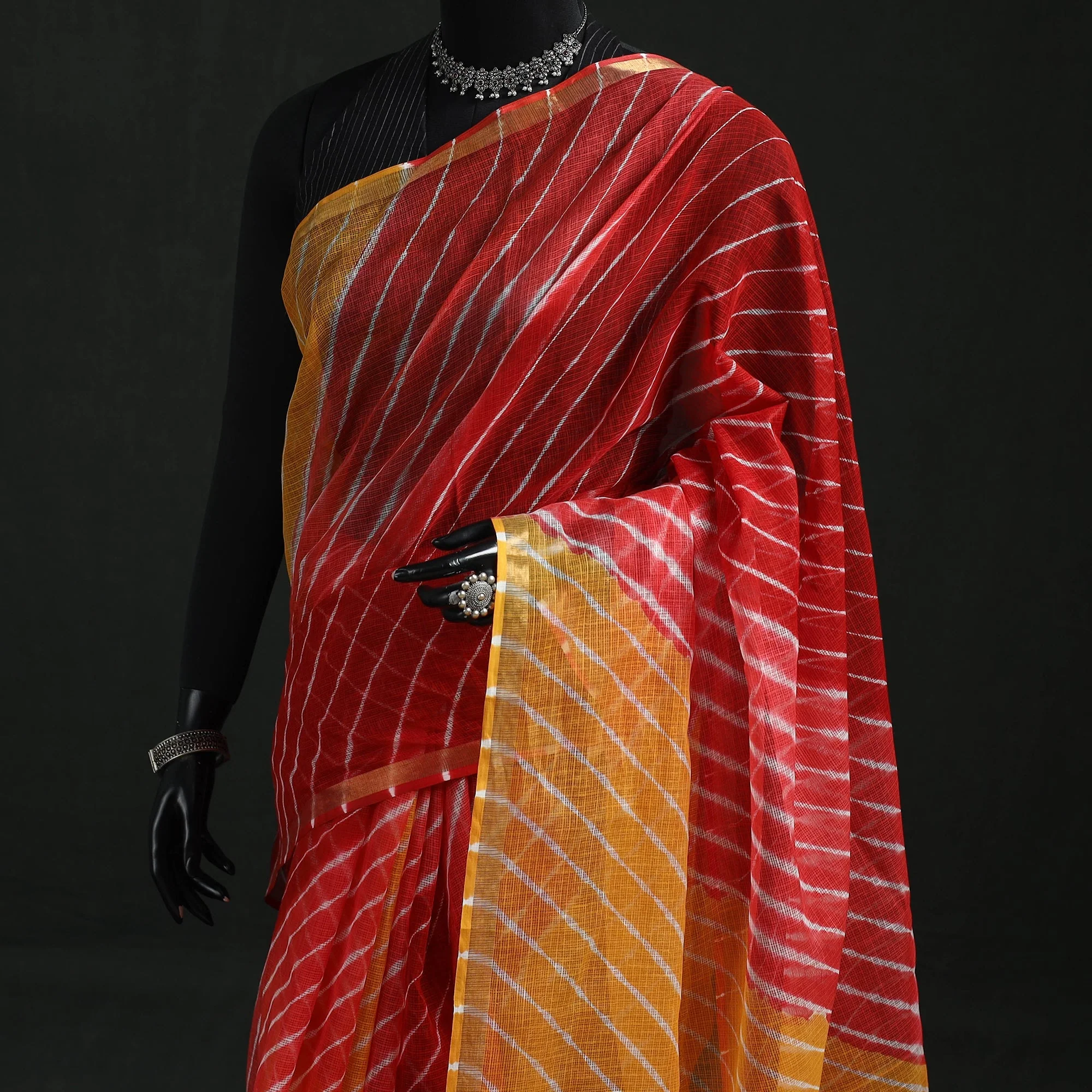 Multicolor - Tie-Dye Kota Doria Cotton Leheriya Saree 20 - Image 2