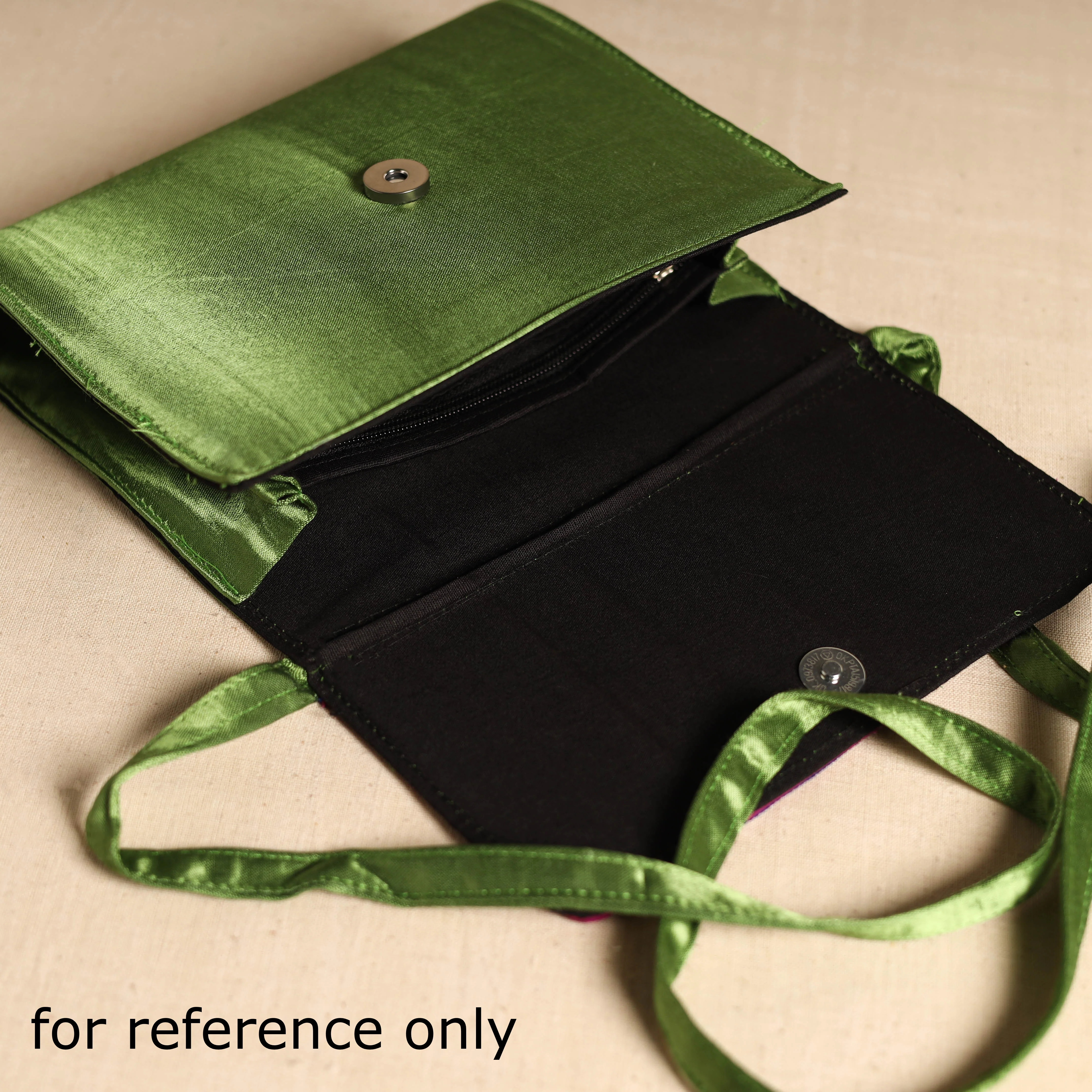 Traditional Kutch Mashru Silk Leather Flap Sling Bag 17 - Image 5