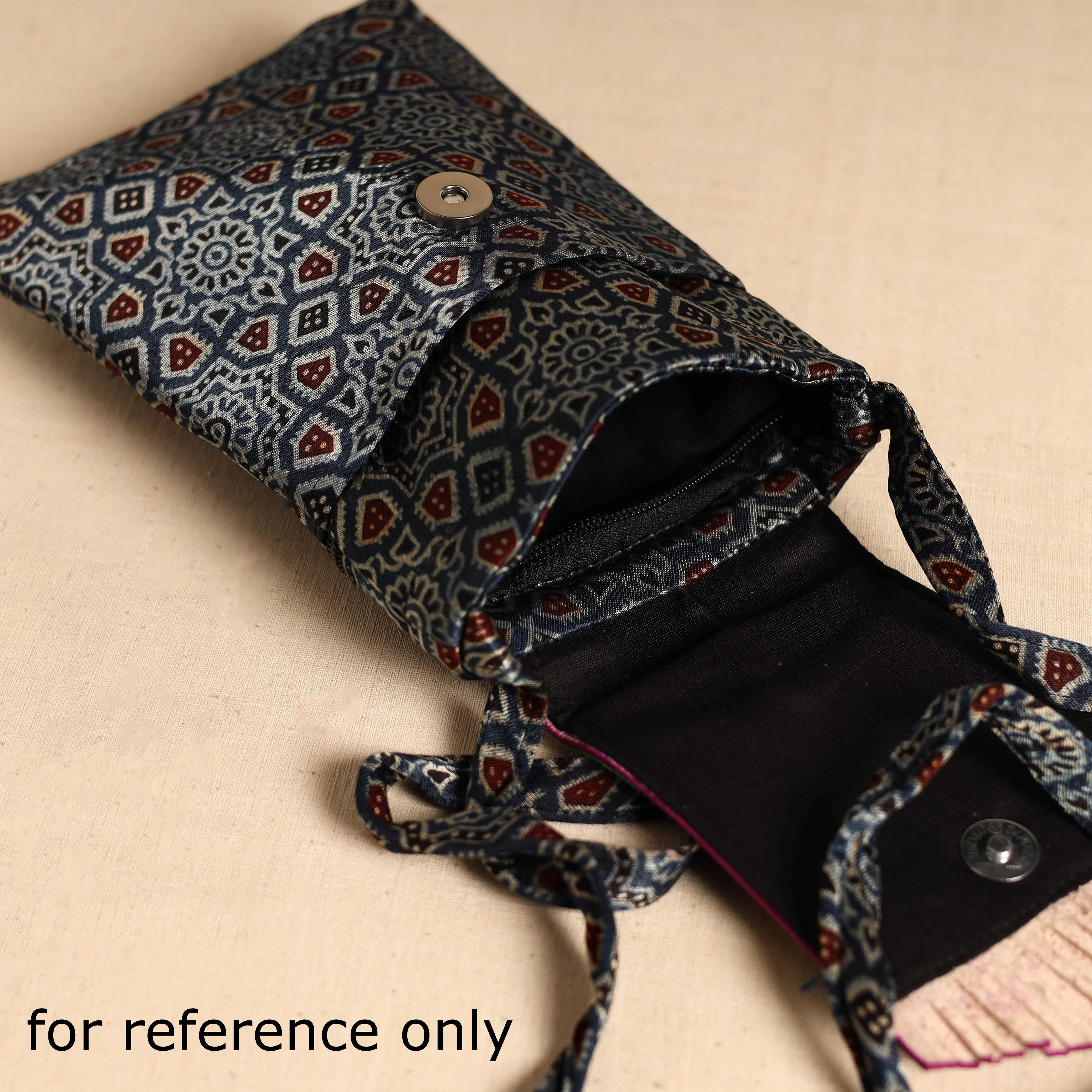 Traditional Kutch Mashru Silk Leather Flap Sling Bag 64 - Image 5