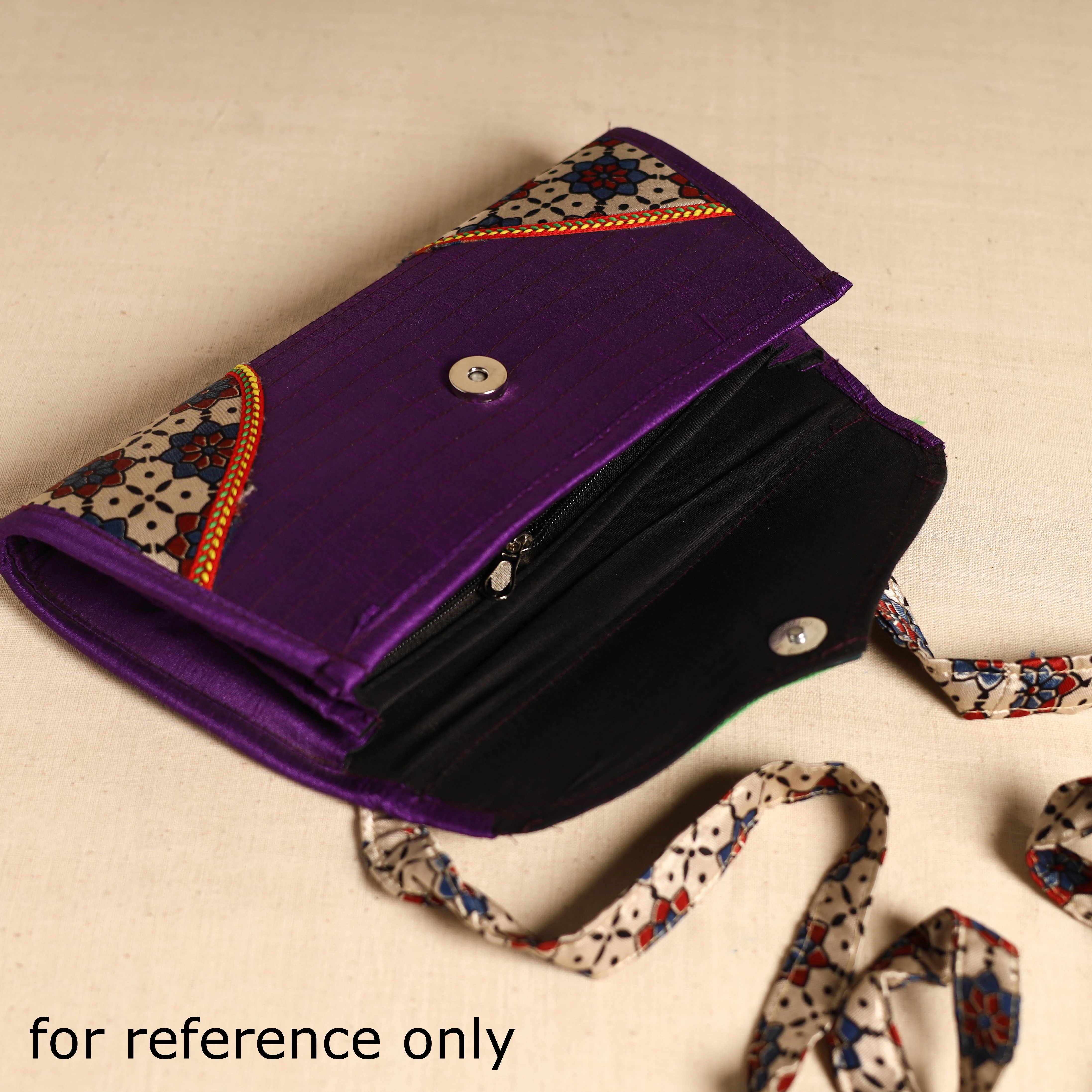 Traditional Kutch Patchwork Silk Leather Flap Sling Bag 34 - Image 5