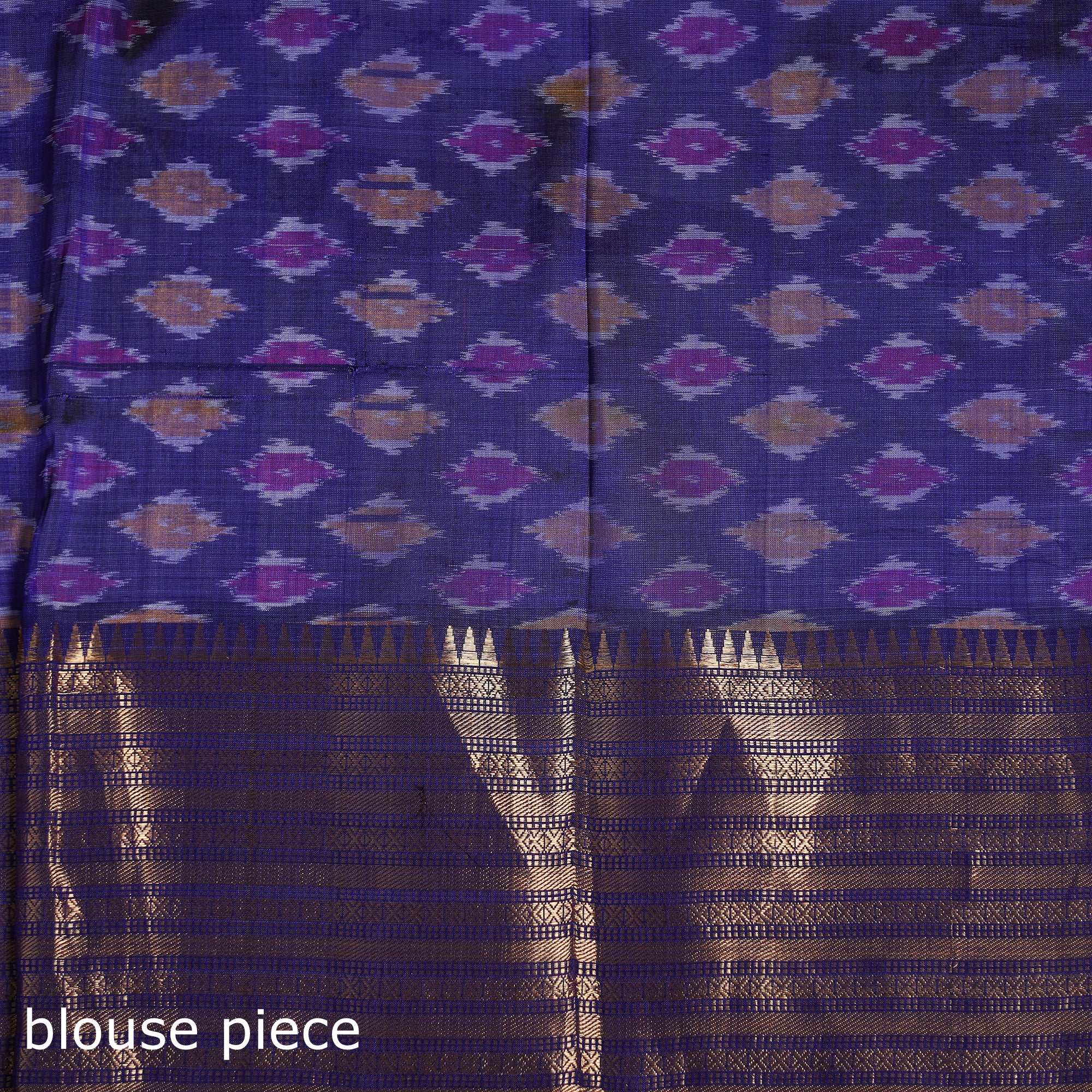 Orange - Traditional Pochampally Ikat Handwoven Pure Silk Pattu Saree with Rudraksha Border 06 - Image 5