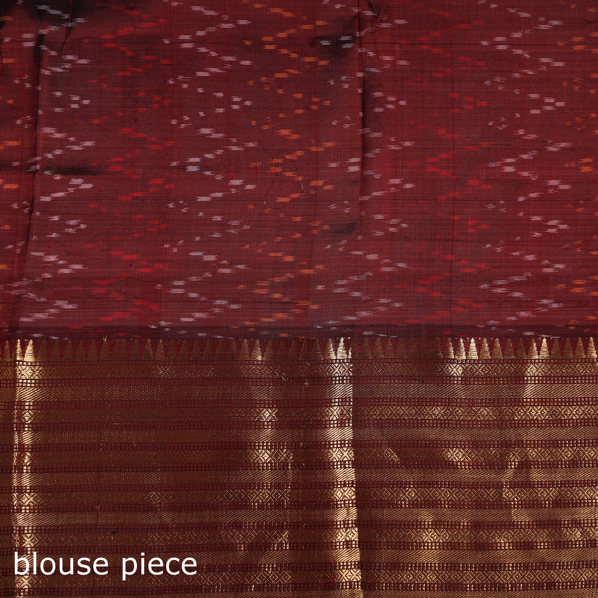 Blue - Traditional Pochampally Ikat Handwoven Pure Silk Pattu Saree with Rudraksha Border 09 - Image 5