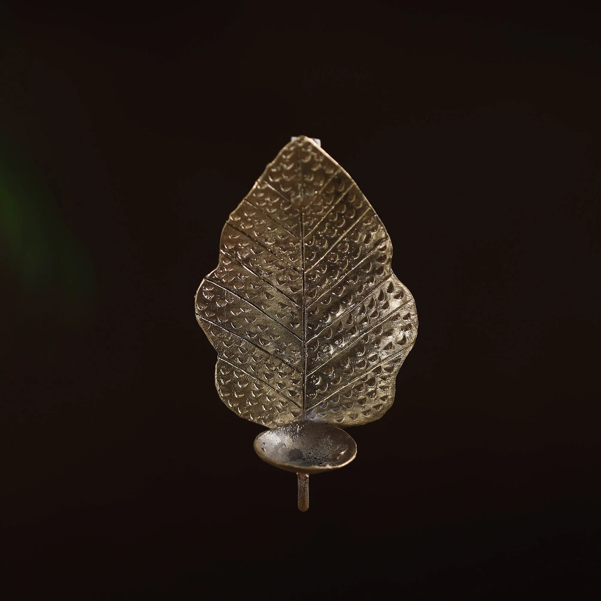 Tribal Odisha Dokra Art Handmade Leaf Candle Holder 10 - Image 3