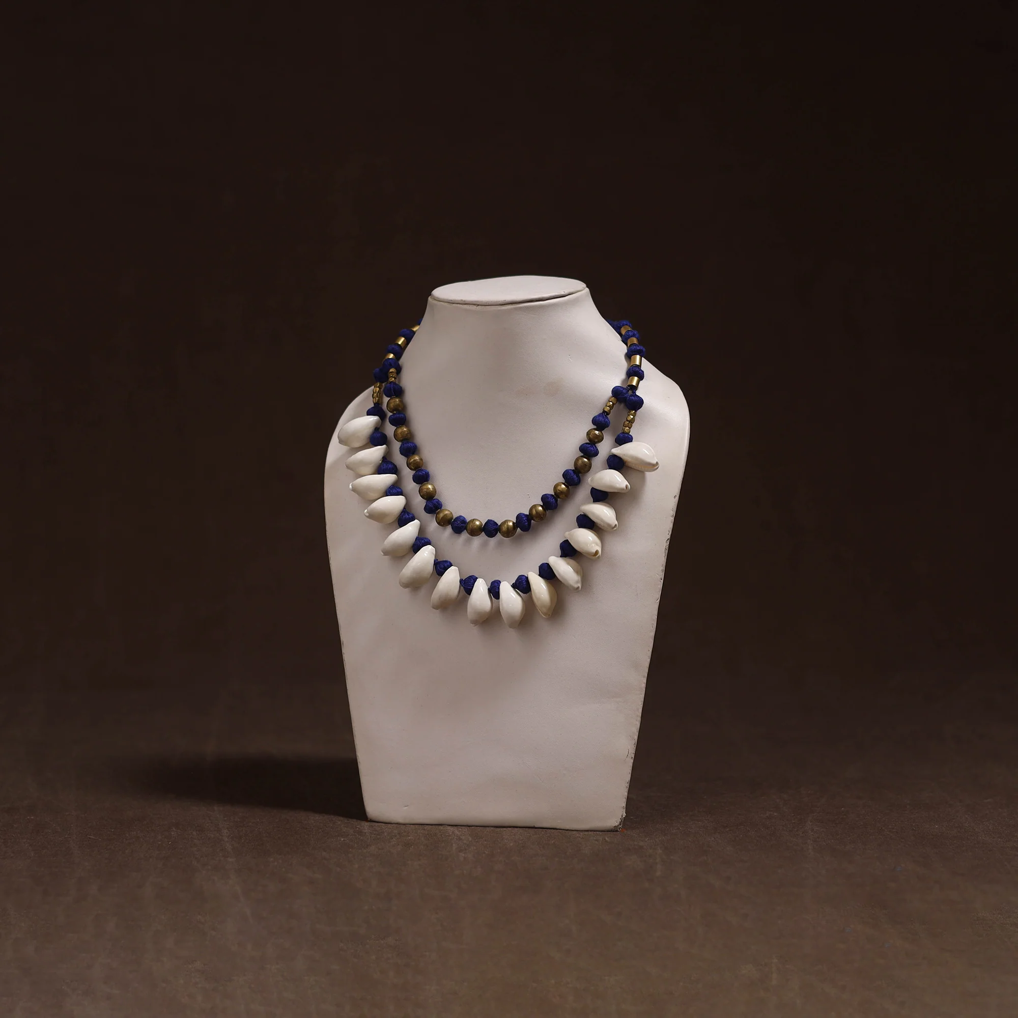 Tribal Odisha Dokra Thread & Shell Work Handmade Necklace 01