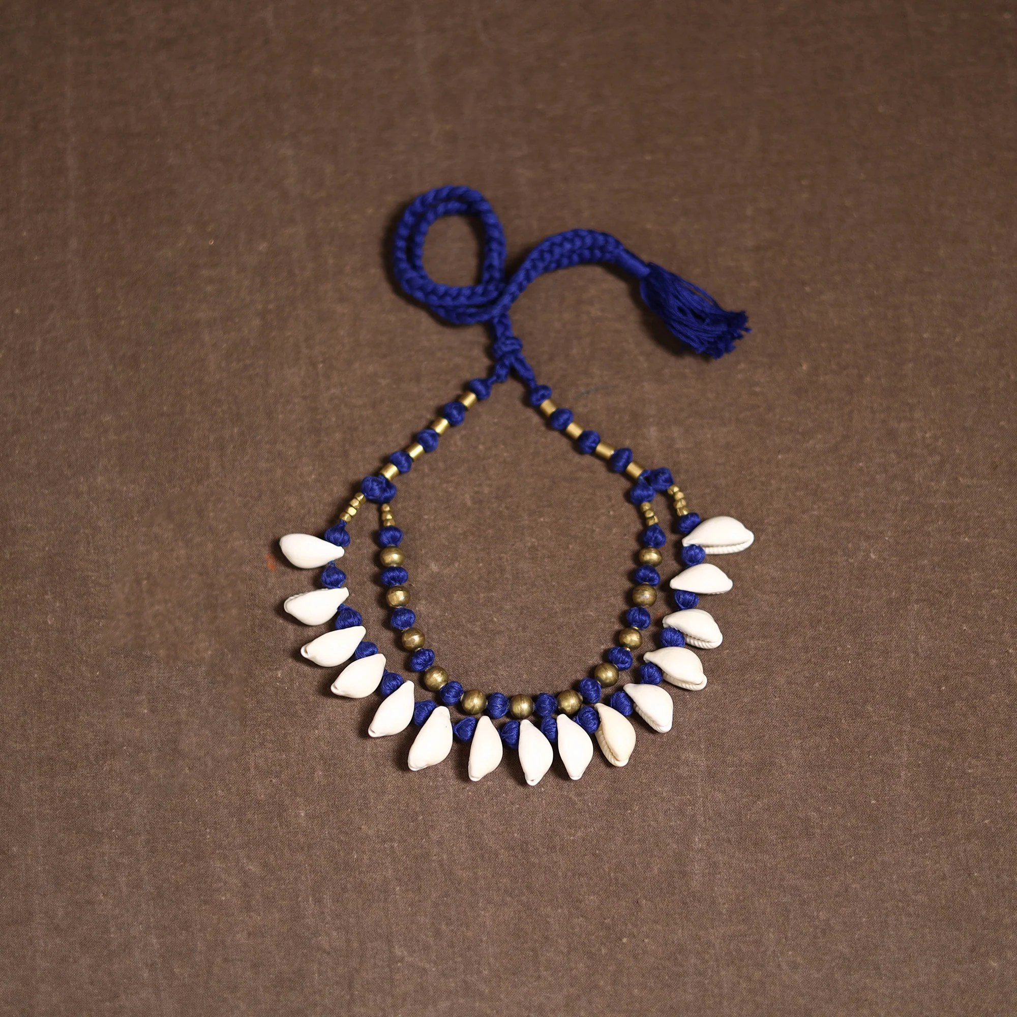 Tribal Odisha Dokra Thread & Shell Work Handmade Necklace 01 - Image 3