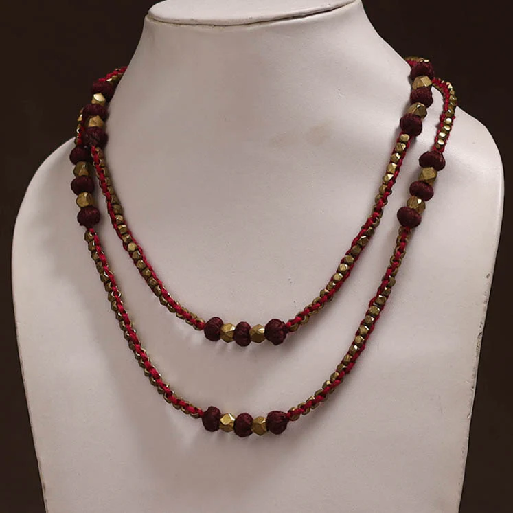 Tribal Odisha Dokra Threadwork Handmade Long Necklace 12 - Image 2
