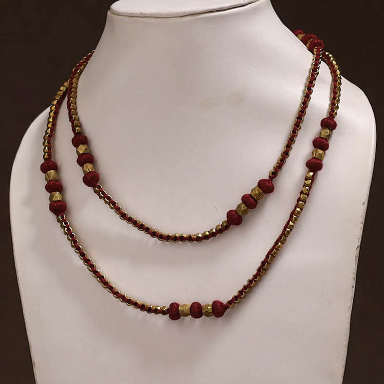 Tribal Odisha Dokra Threadwork Handmade Long Necklace 13 - Image 2