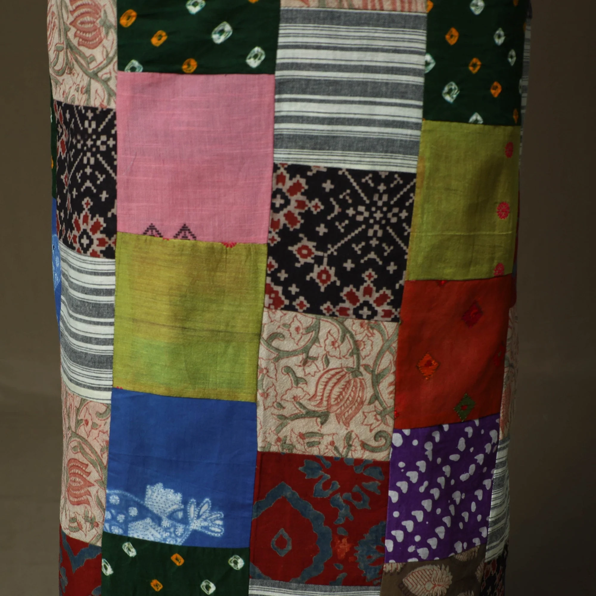 Multicolor - Tukdi Patchwork Cotton Unstitched Kurta Material (2.6M) 13 - Image 3