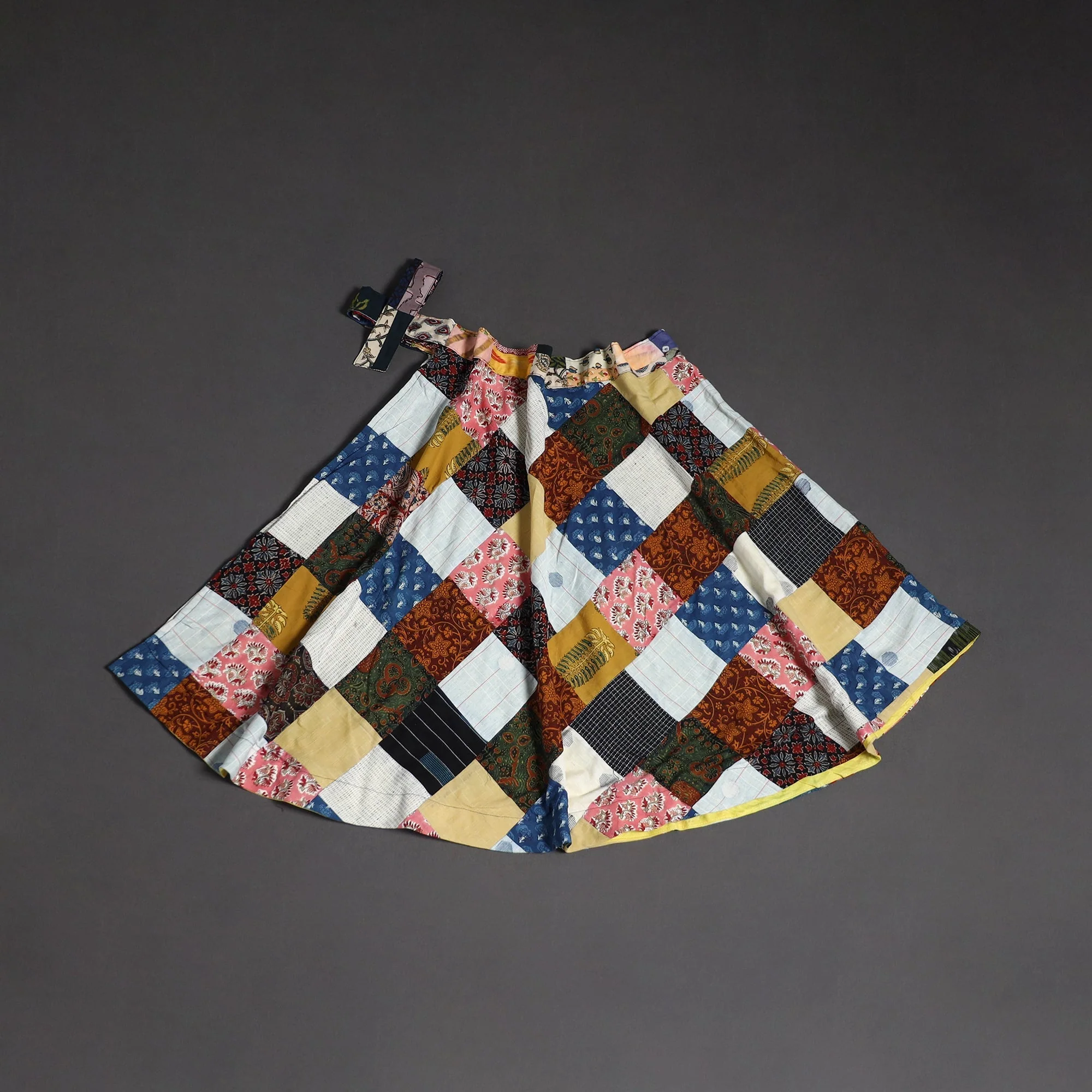 Multicolor - Tukdi Patchwork Cotton Wrap Around Skirt 02 - Image 2