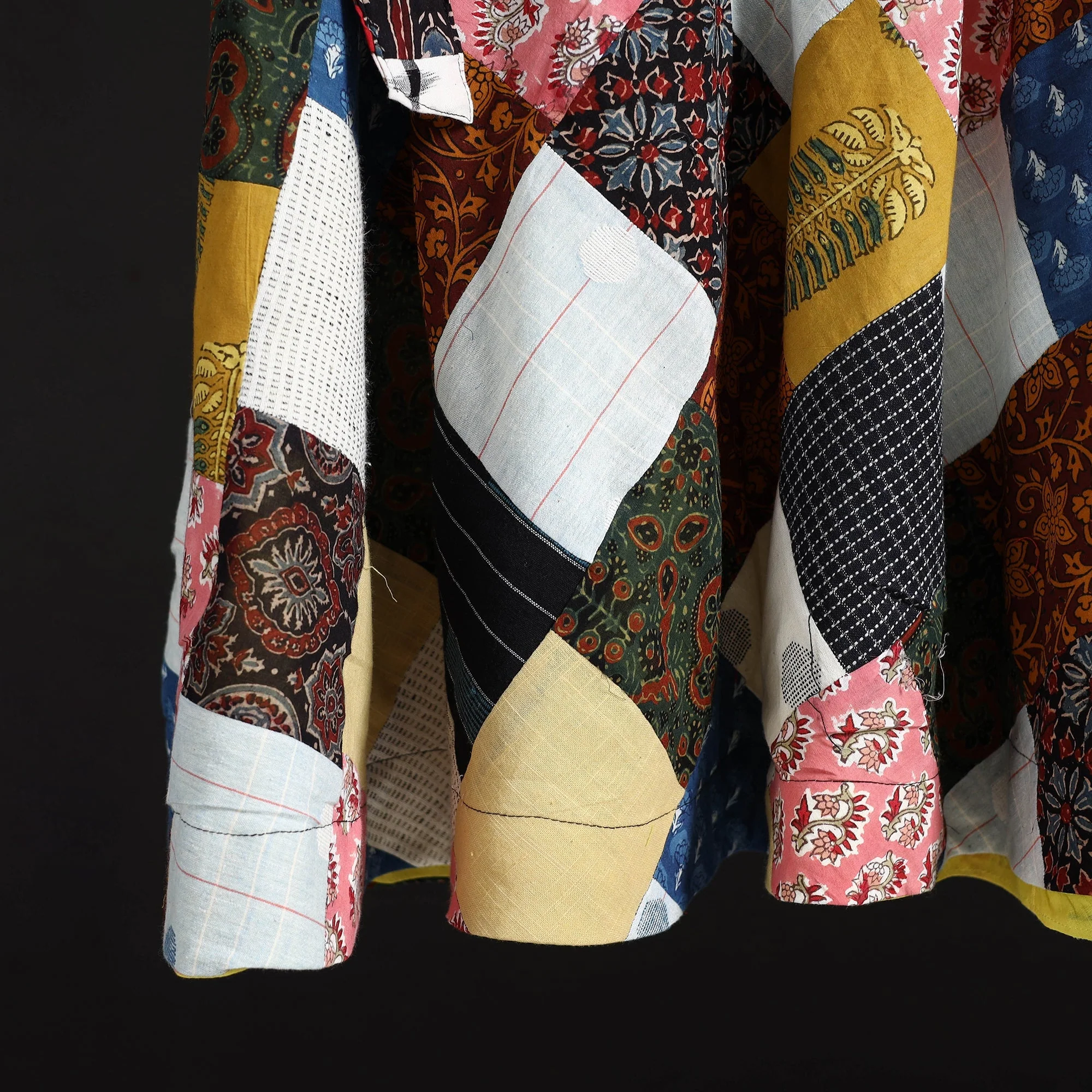 Multicolor - Tukdi Patchwork Cotton Wrap Around Skirt 02 - Image 4