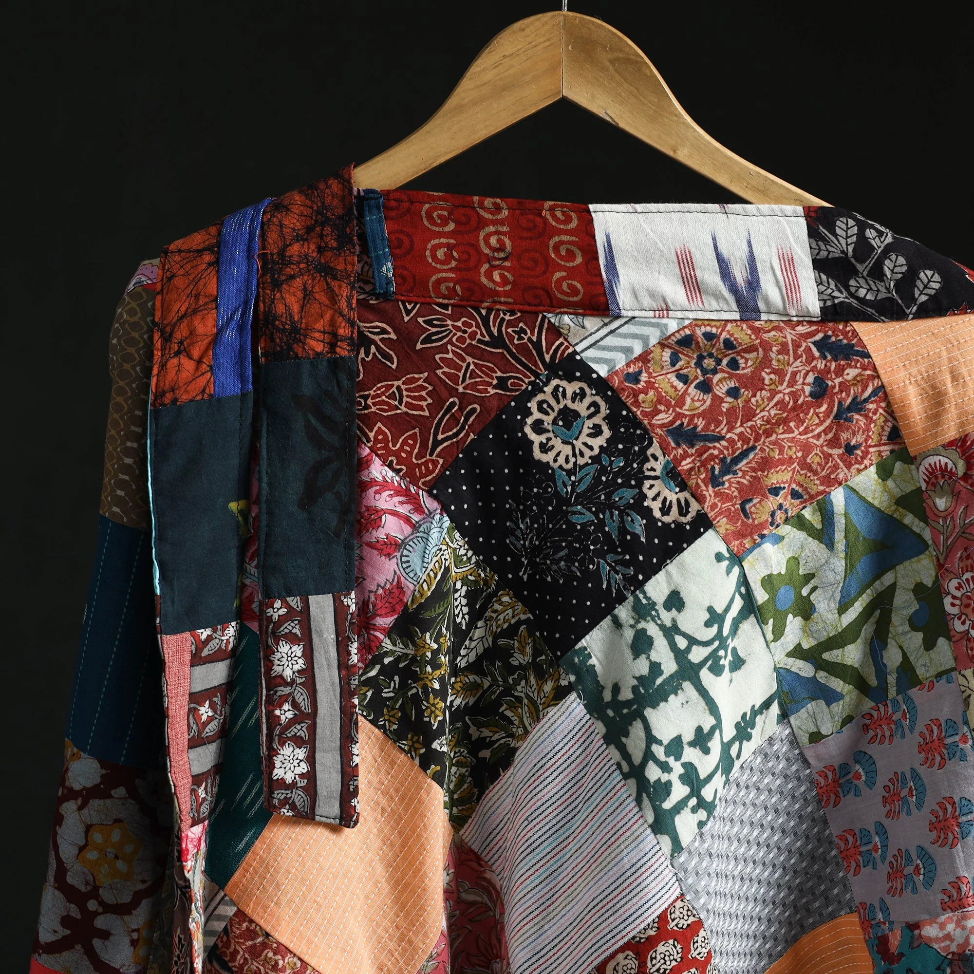 Multicolor - Tukdi Patchwork Cotton Wrap Around Skirt 04 - Image 3