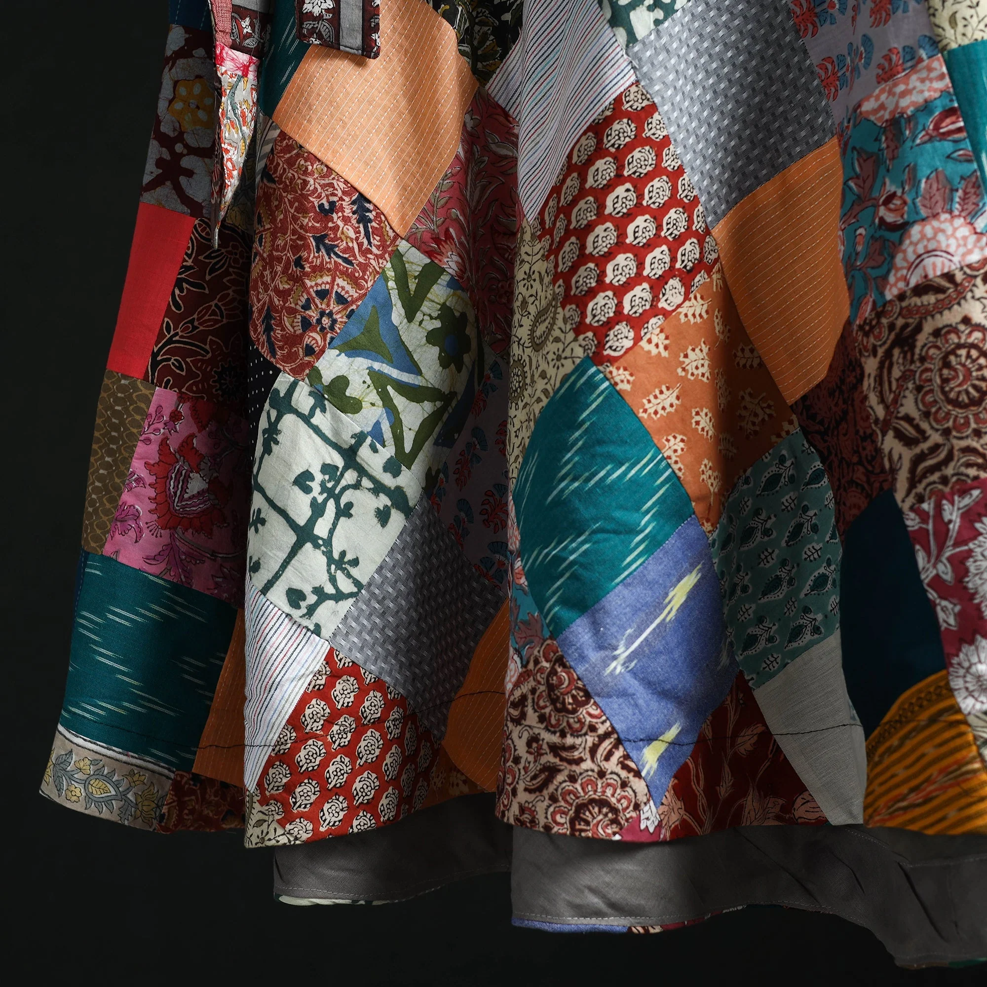 Multicolor - Tukdi Patchwork Cotton Wrap Around Skirt 04 - Image 4