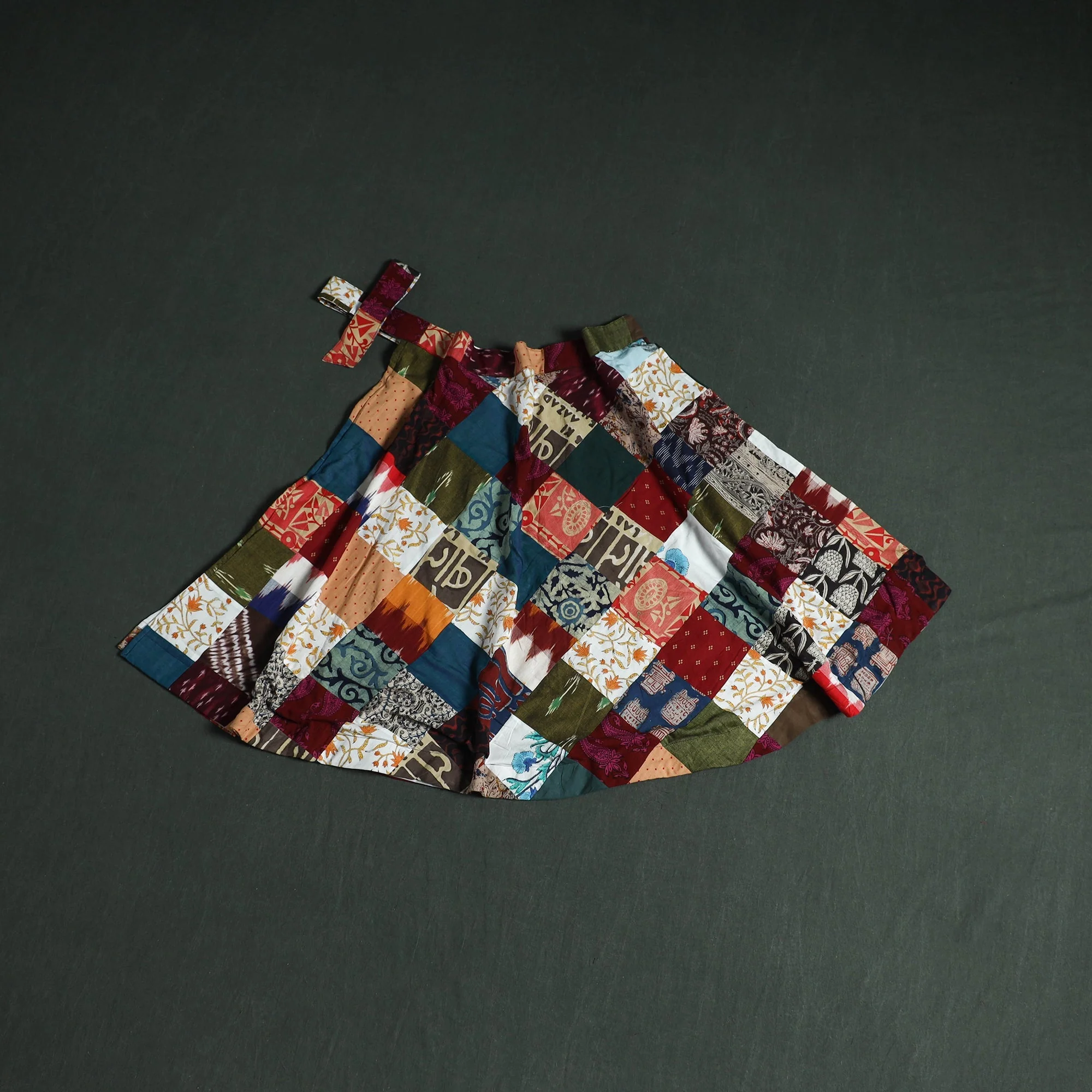 Multicolor - Tukdi Patchwork Cotton Wrap Around Skirt 05 - Image 2