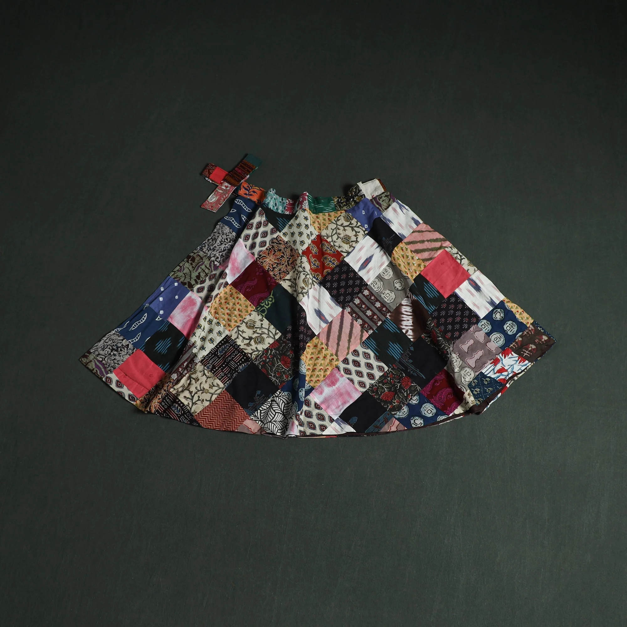 Multicolor - Tukdi Patchwork Cotton Wrap Around Skirt 08 - Image 2