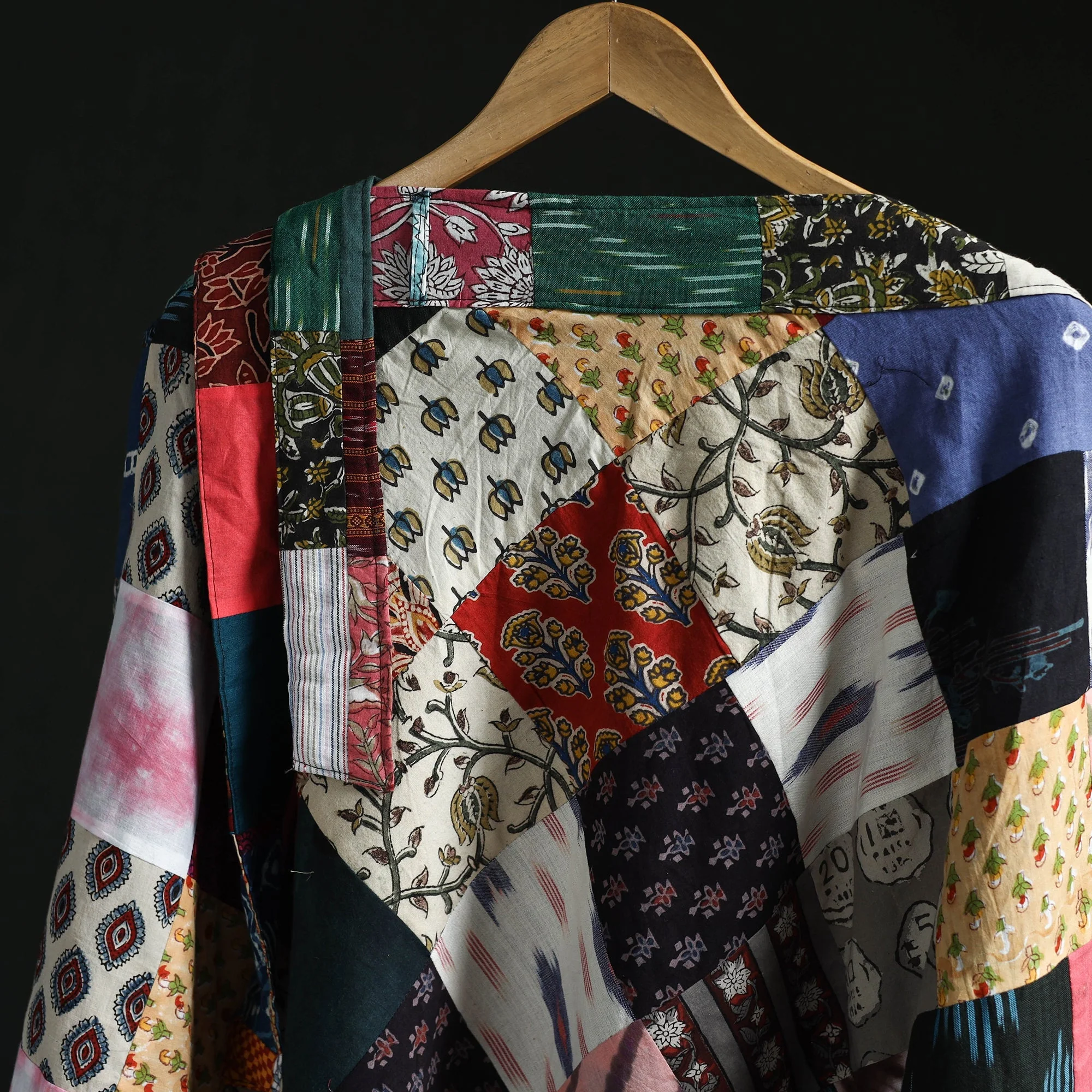 Multicolor - Tukdi Patchwork Cotton Wrap Around Skirt 08 - Image 3