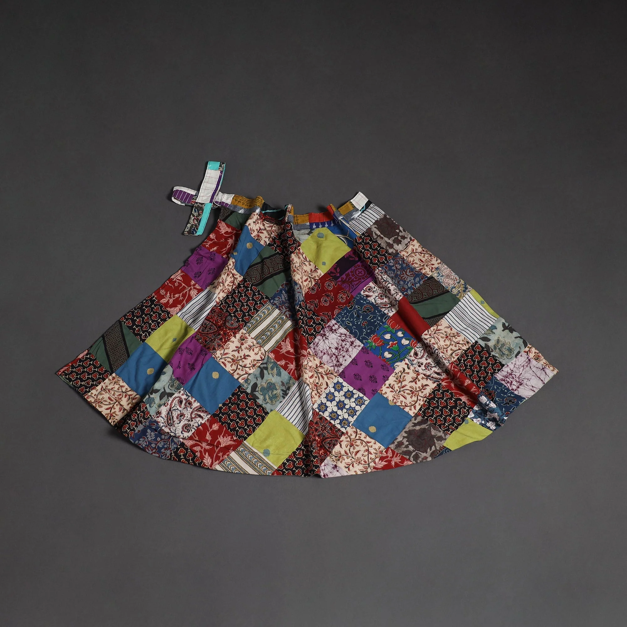Multicolor - Tukdi Patchwork Cotton Wrap Around Skirt 09 - Image 2