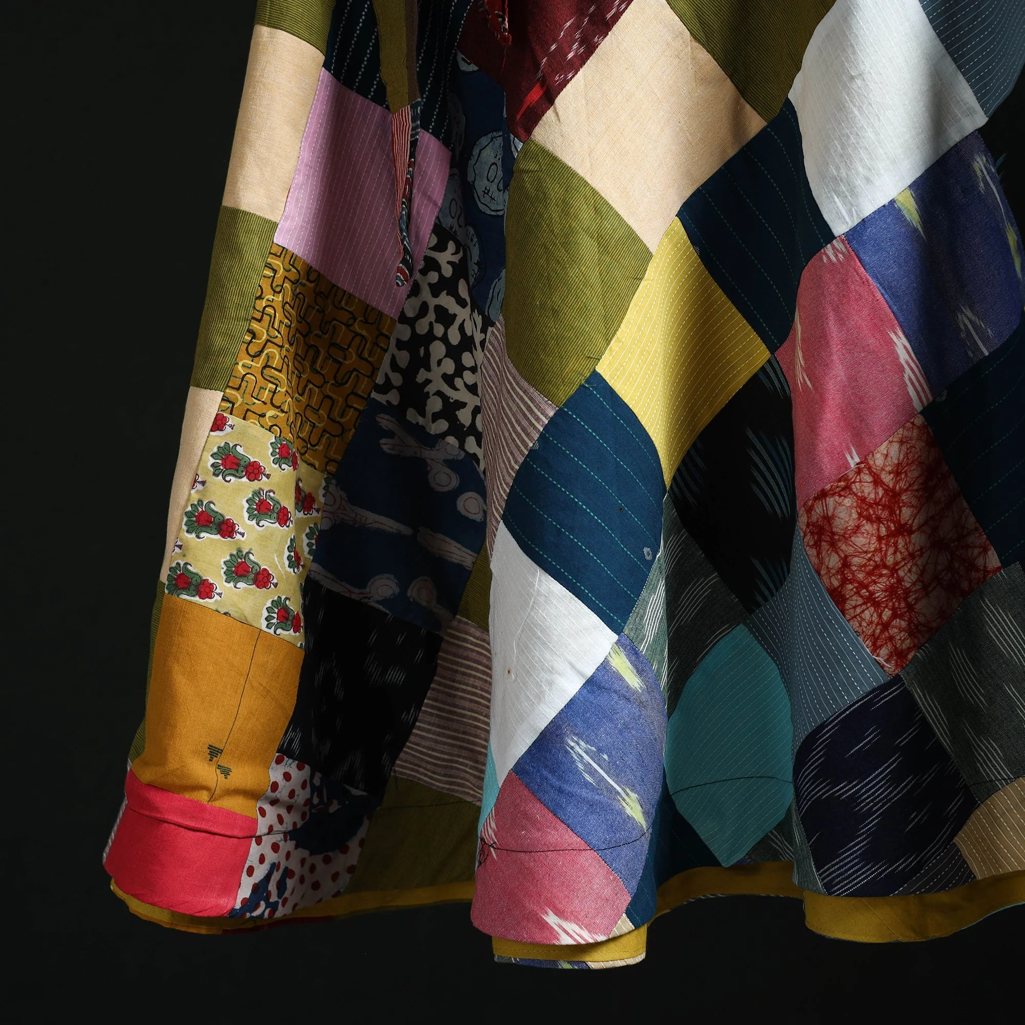 Multicolor - Tukdi Patchwork Cotton Wrap Around Skirt 09 - Image 4