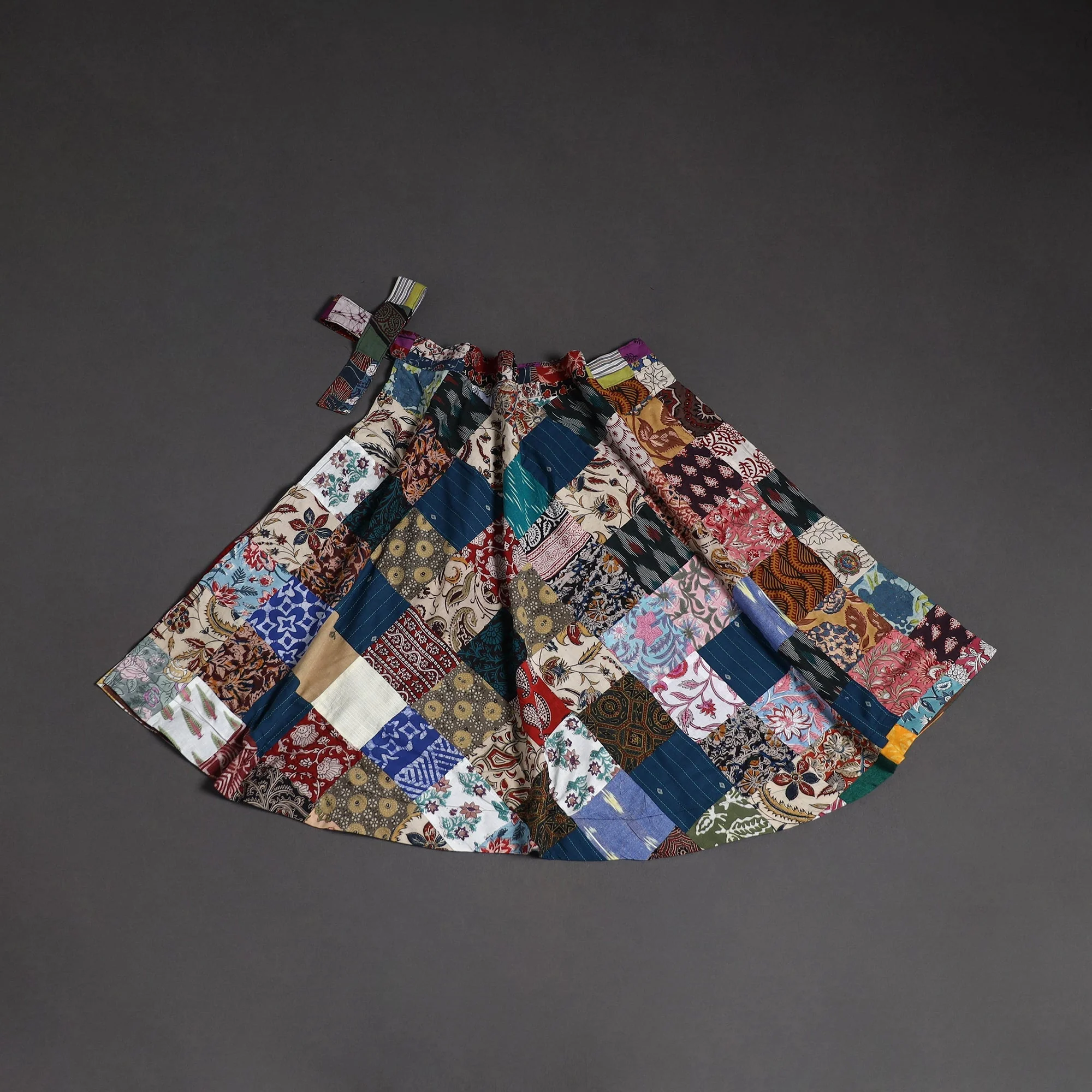 Multicolor - Tukdi Patchwork Cotton Wrap Around Skirt 10 - Image 2