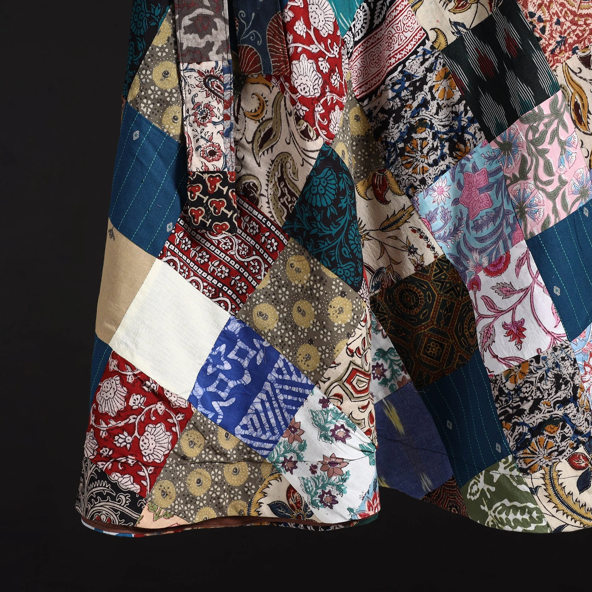 Multicolor - Tukdi Patchwork Cotton Wrap Around Skirt 10 - Image 4