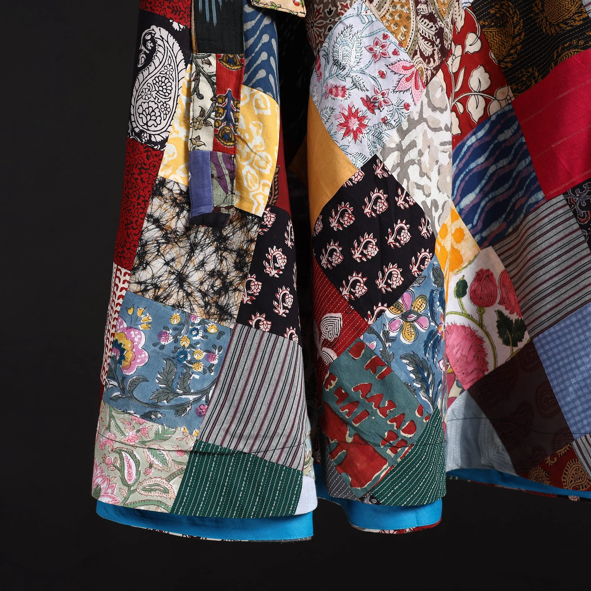 Multicolor - Tukdi Patchwork Cotton Wrap Around Skirt 11 - Image 4