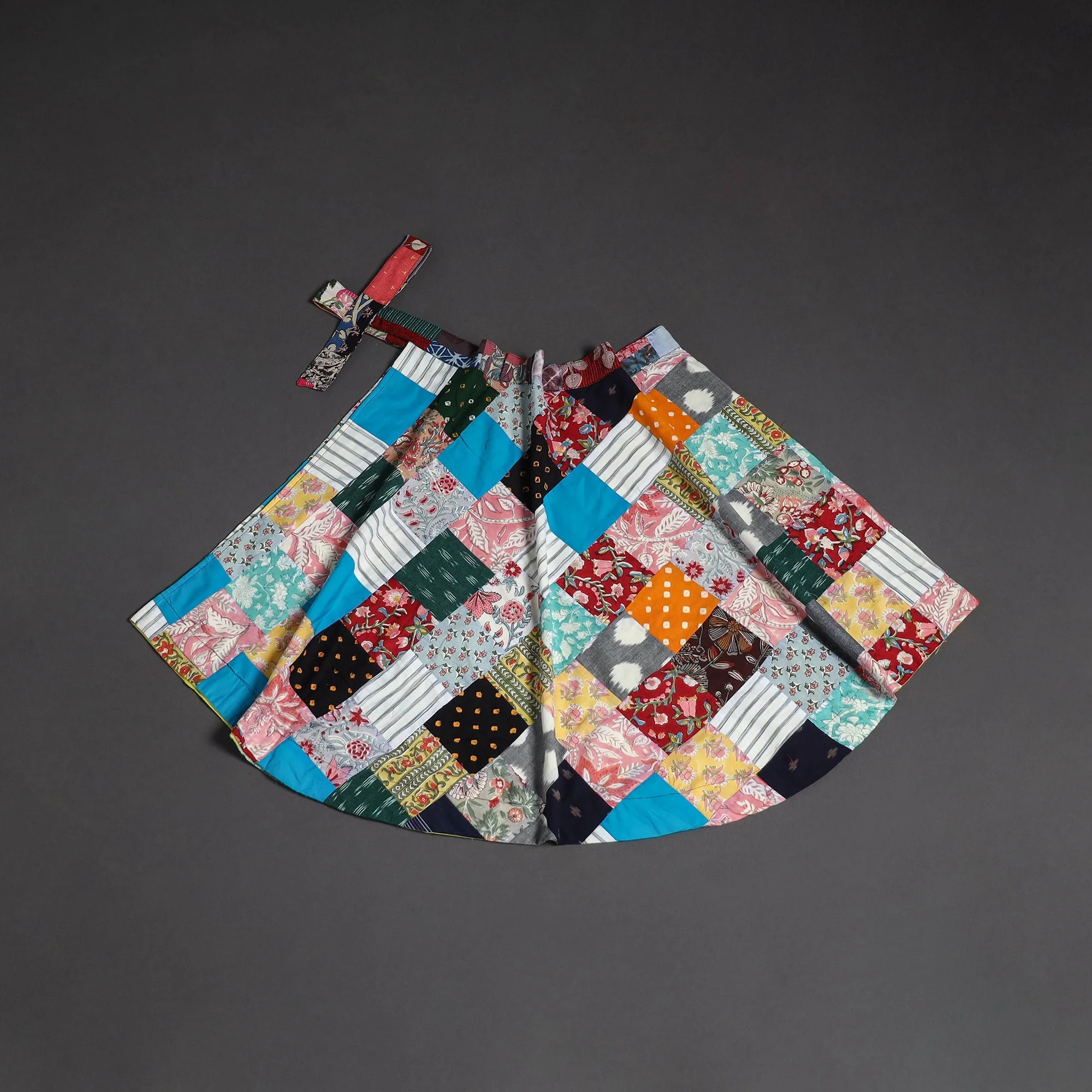 Multicolor - Tukdi Patchwork Cotton Wrap Around Skirt 12 - Image 2