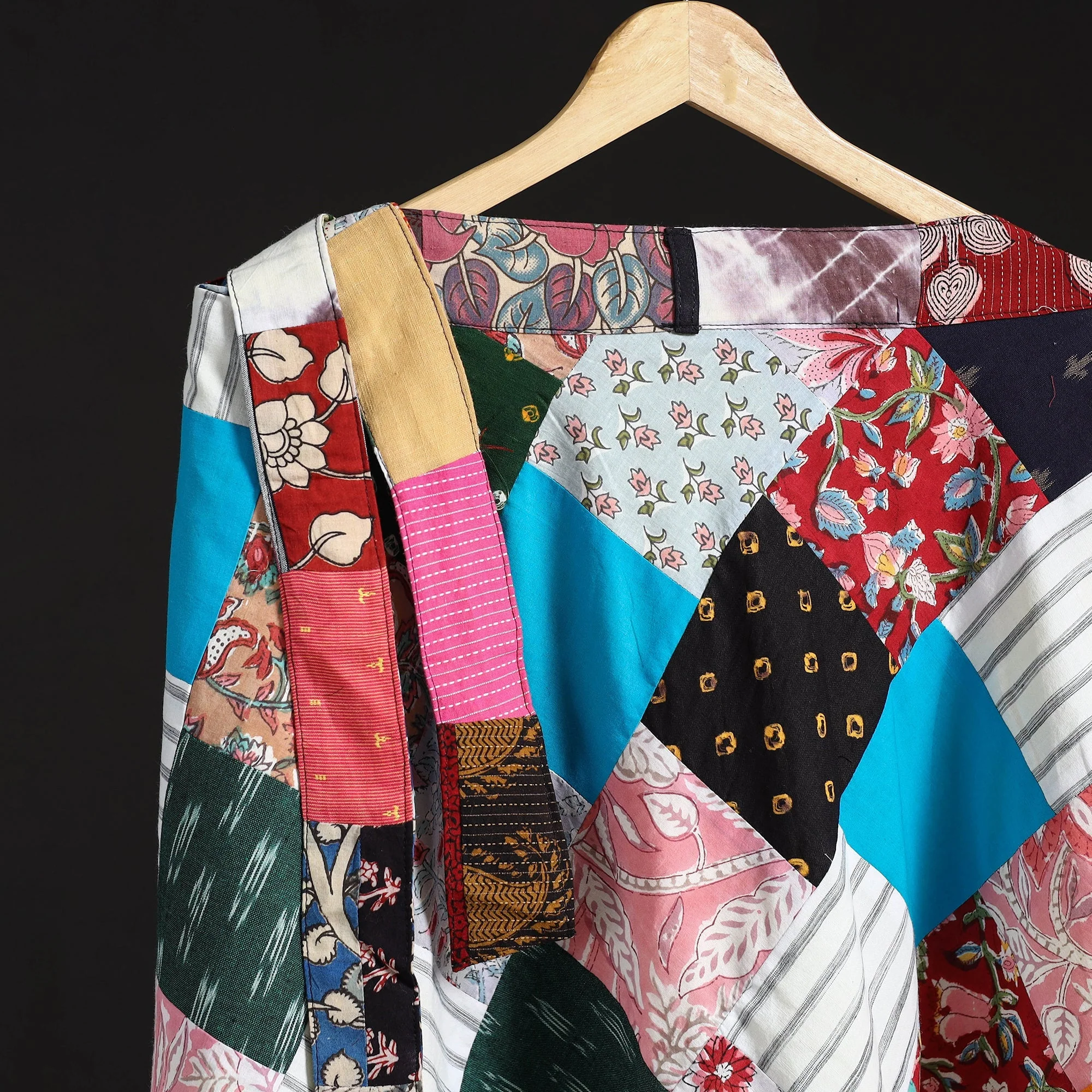 Multicolor - Tukdi Patchwork Cotton Wrap Around Skirt 12 - Image 3