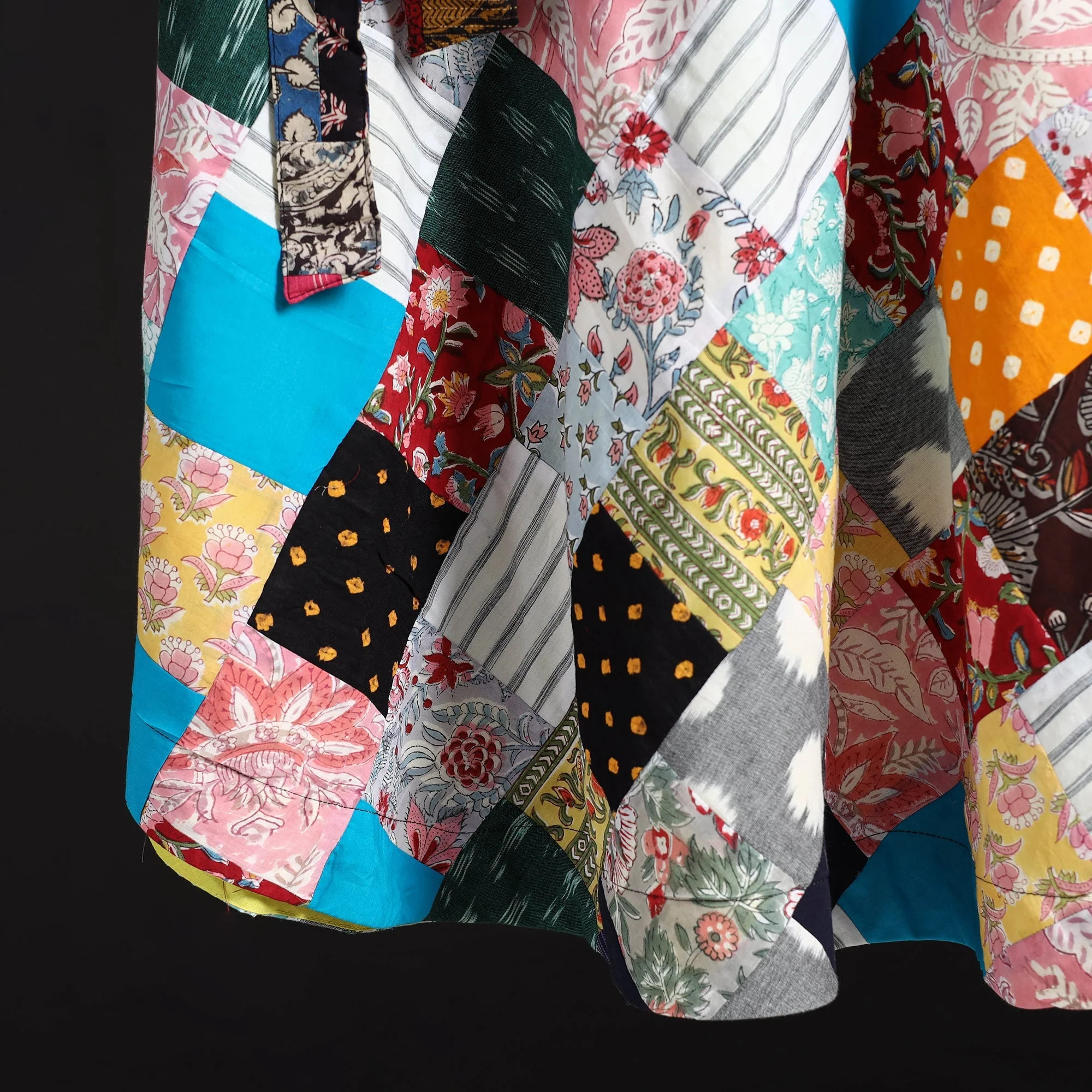 Multicolor - Tukdi Patchwork Cotton Wrap Around Skirt 12 - Image 4