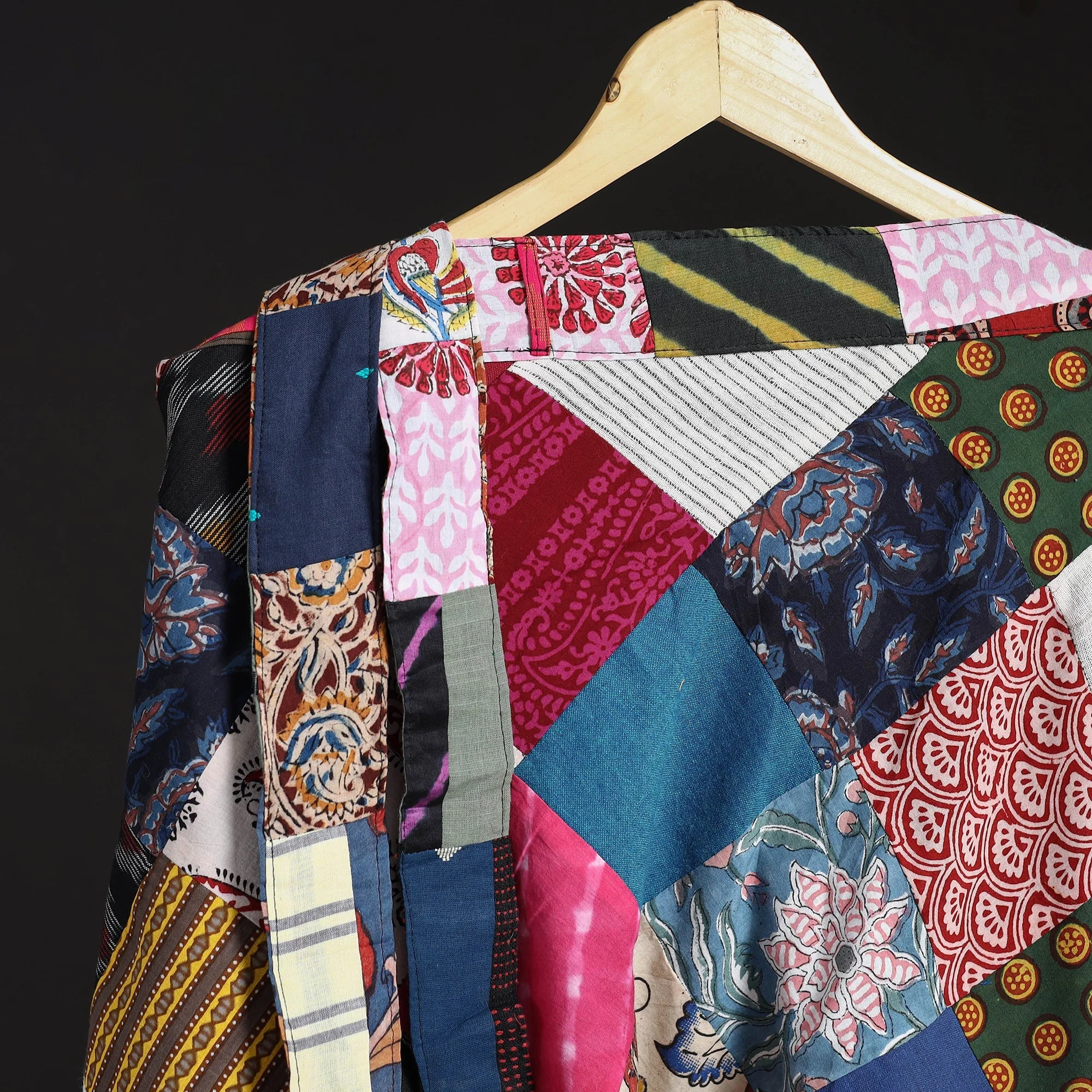 Multicolor - Tukdi Patchwork Cotton Wrap Around Skirt 13 - Image 3
