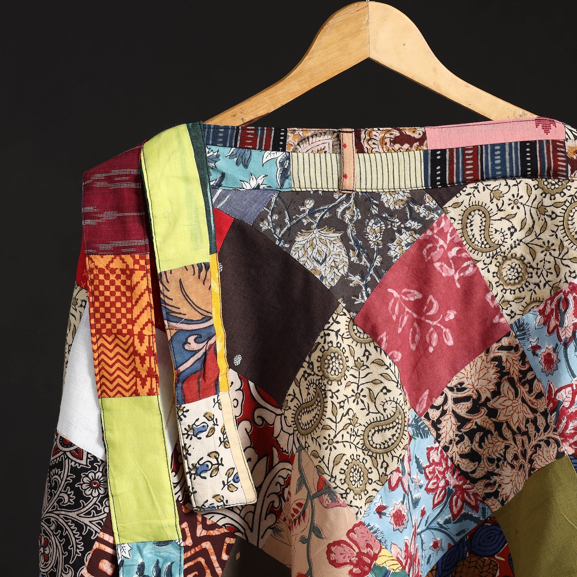 Multicolor - Tukdi Patchwork Cotton Wrap Around Skirt 14 - Image 3
