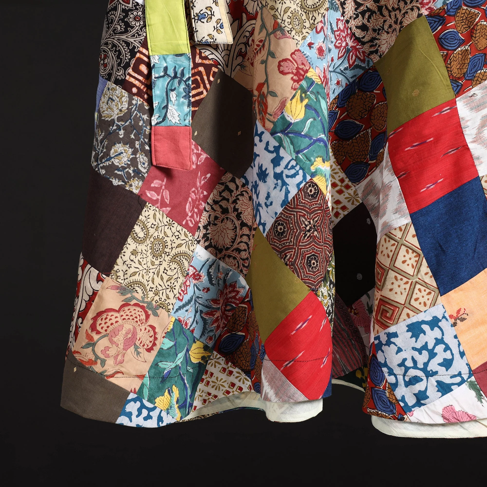 Multicolor - Tukdi Patchwork Cotton Wrap Around Skirt 14 - Image 4