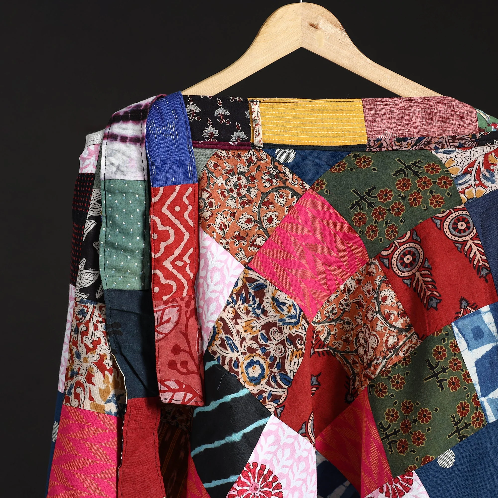 Multicolor - Tukdi Patchwork Cotton Wrap Around Skirt 15 - Image 3