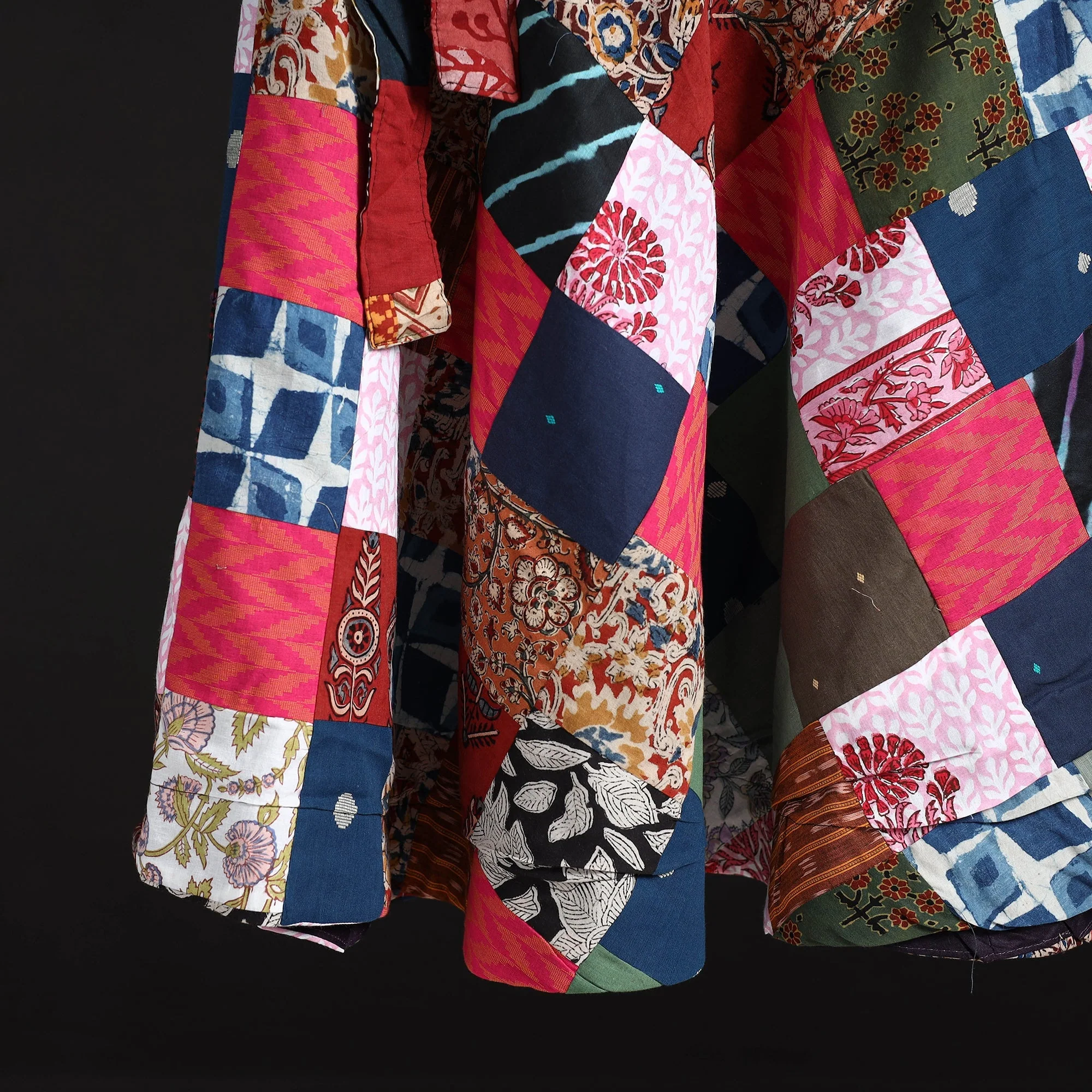 Multicolor - Tukdi Patchwork Cotton Wrap Around Skirt 15 - Image 4