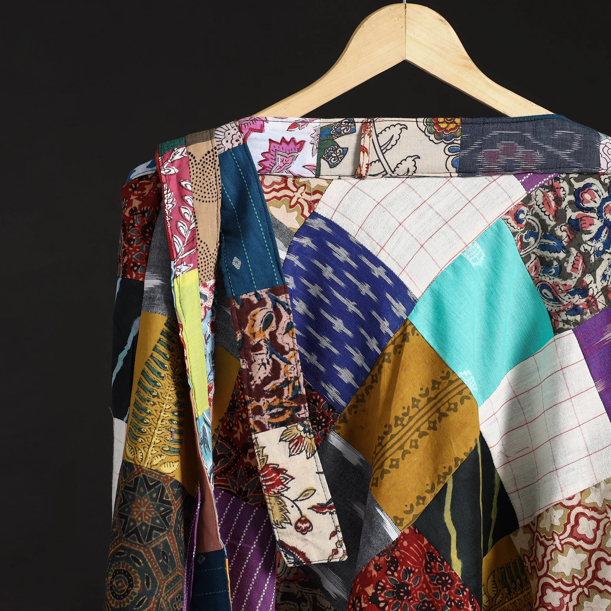Multicolor - Tukdi Patchwork Cotton Wrap Around Skirt 17 - Image 3